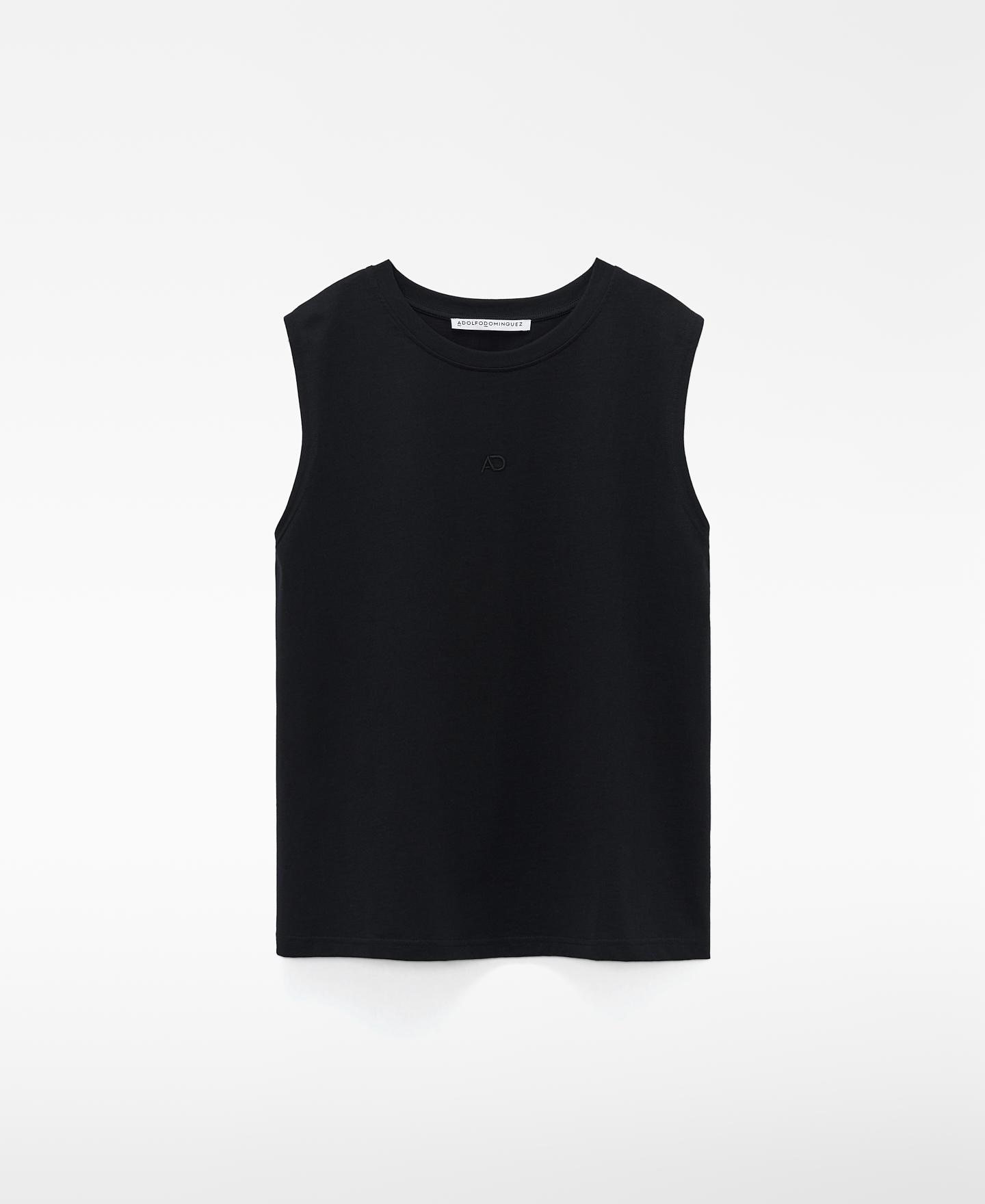 T-shirt de Cavas em Pyratex® Algodão Espanhol Preto-5