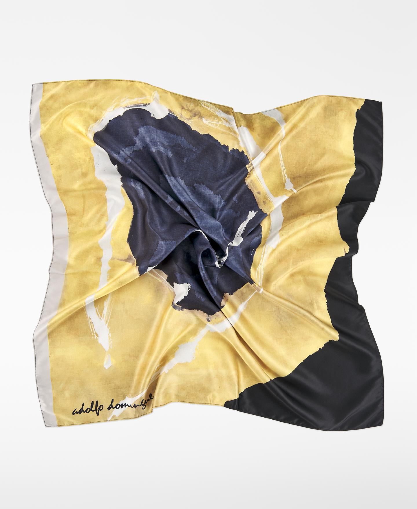 Écharpe Quadrada Estampada Azul-marinho / Amarelo-2