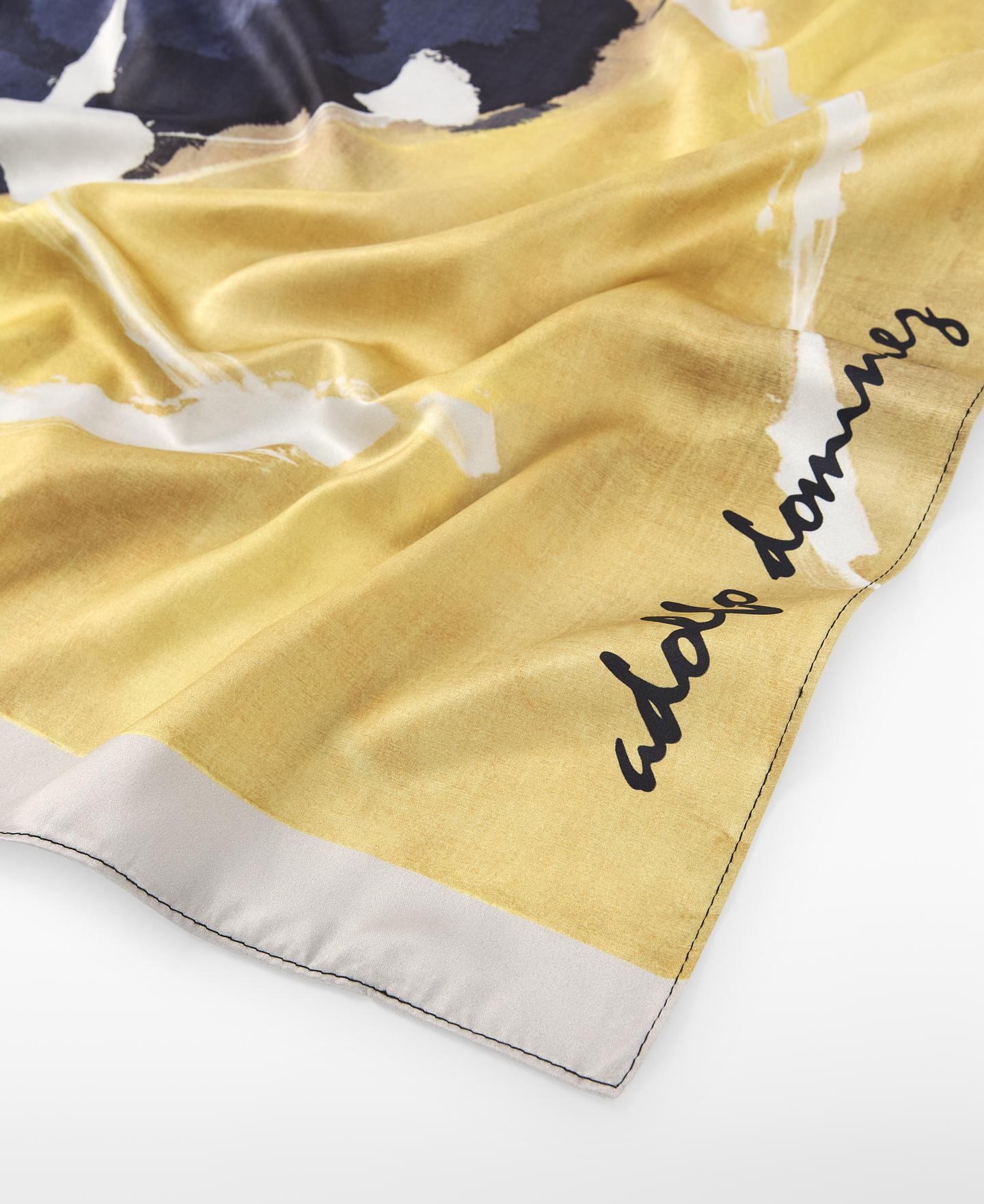 Écharpe Quadrada Estampada Azul-marinho / Amarelo-3