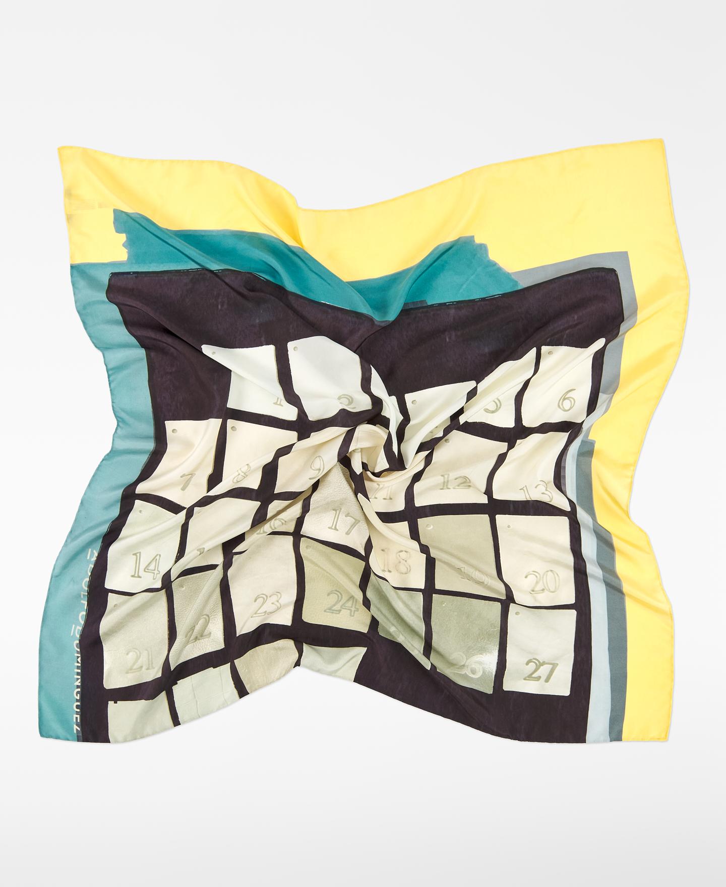 Écharpe Maxi Estampada em Seda Amarelo-2