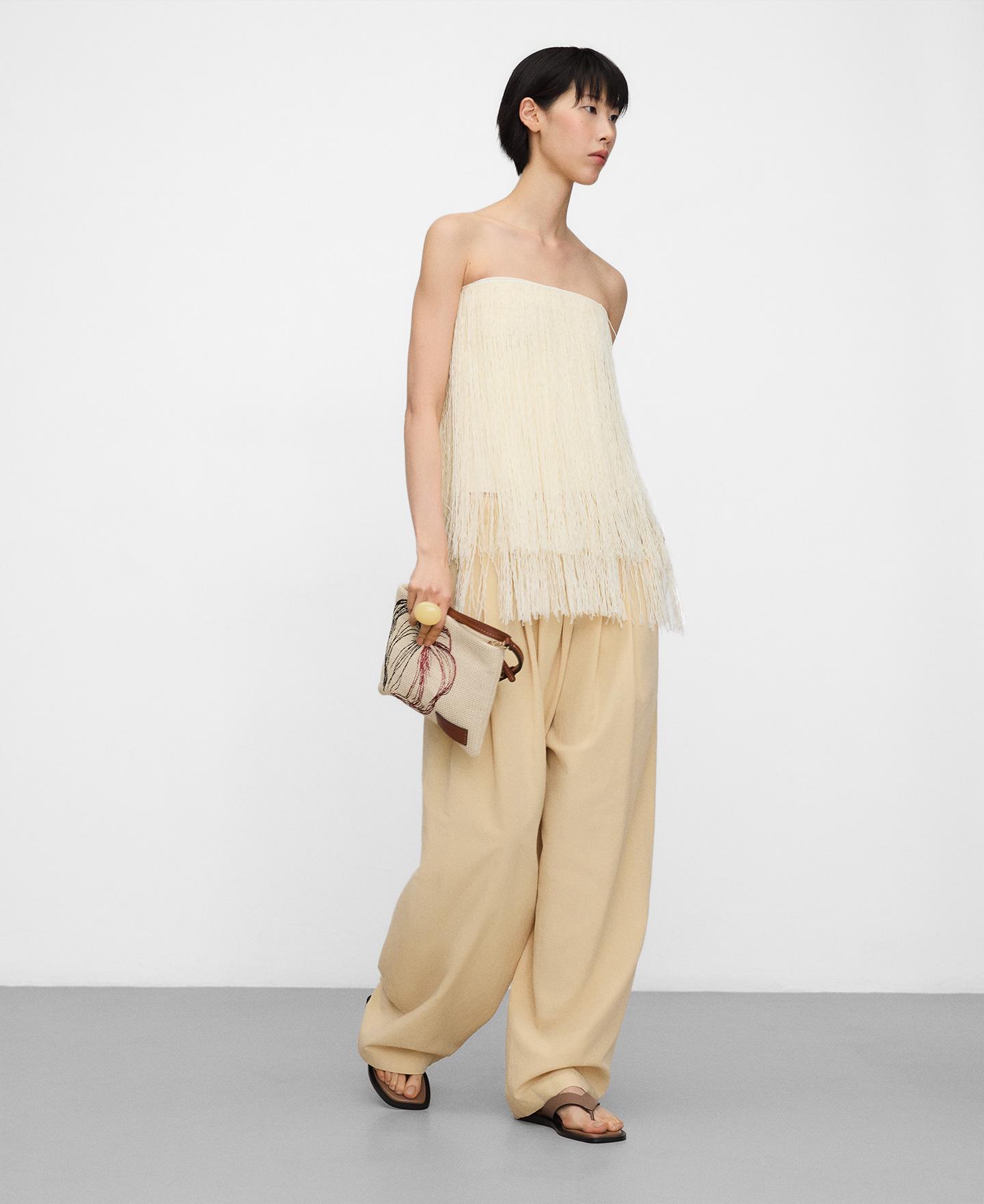 Mala de Festa Clutch com Bordado e Textura de Ráfia Natural-5