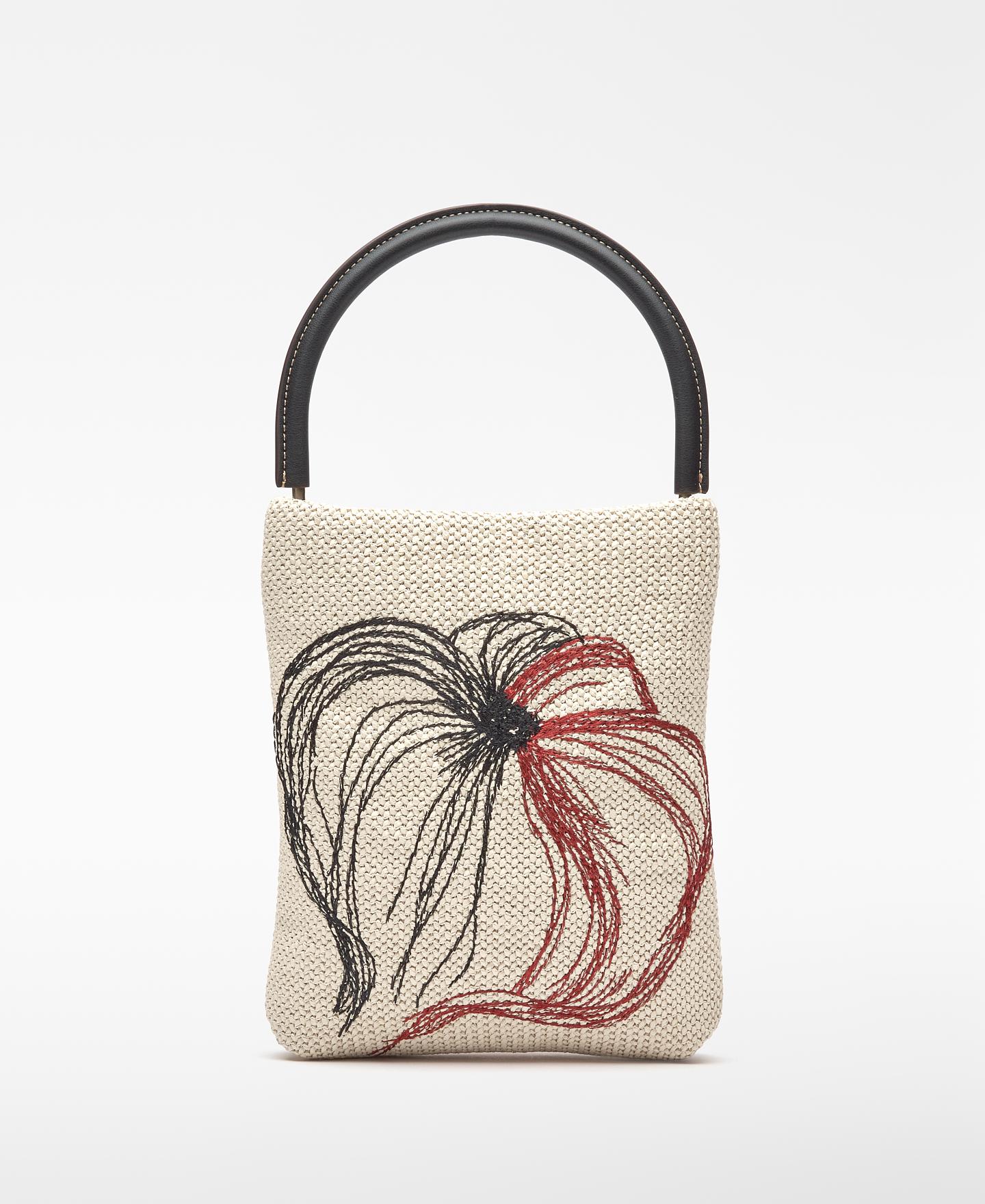 Imagem 0 de Mala de Mão com Bordado e Textura de Ráfia