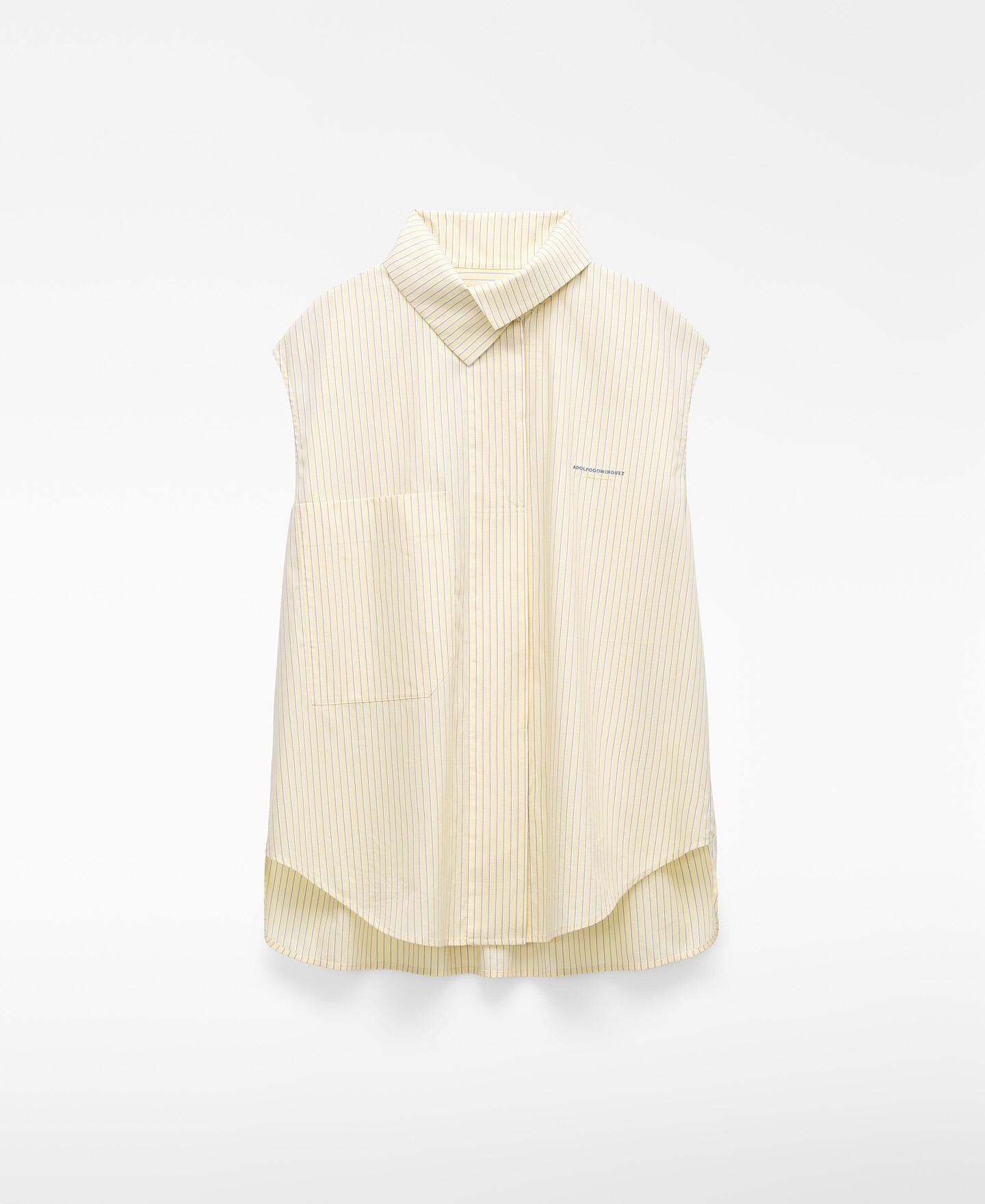 Camisa de Algodão Às Riscas Amarelo-5