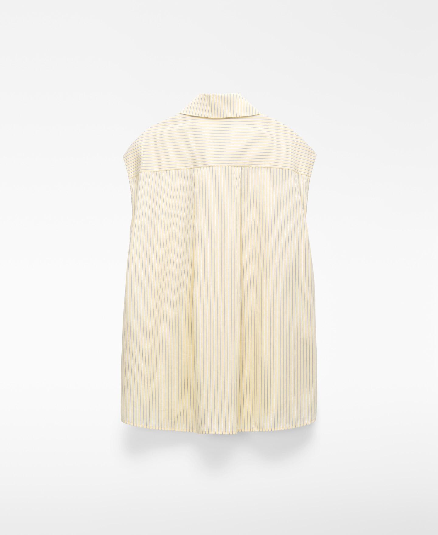 Camisa de Algodão Às Riscas Amarelo-6