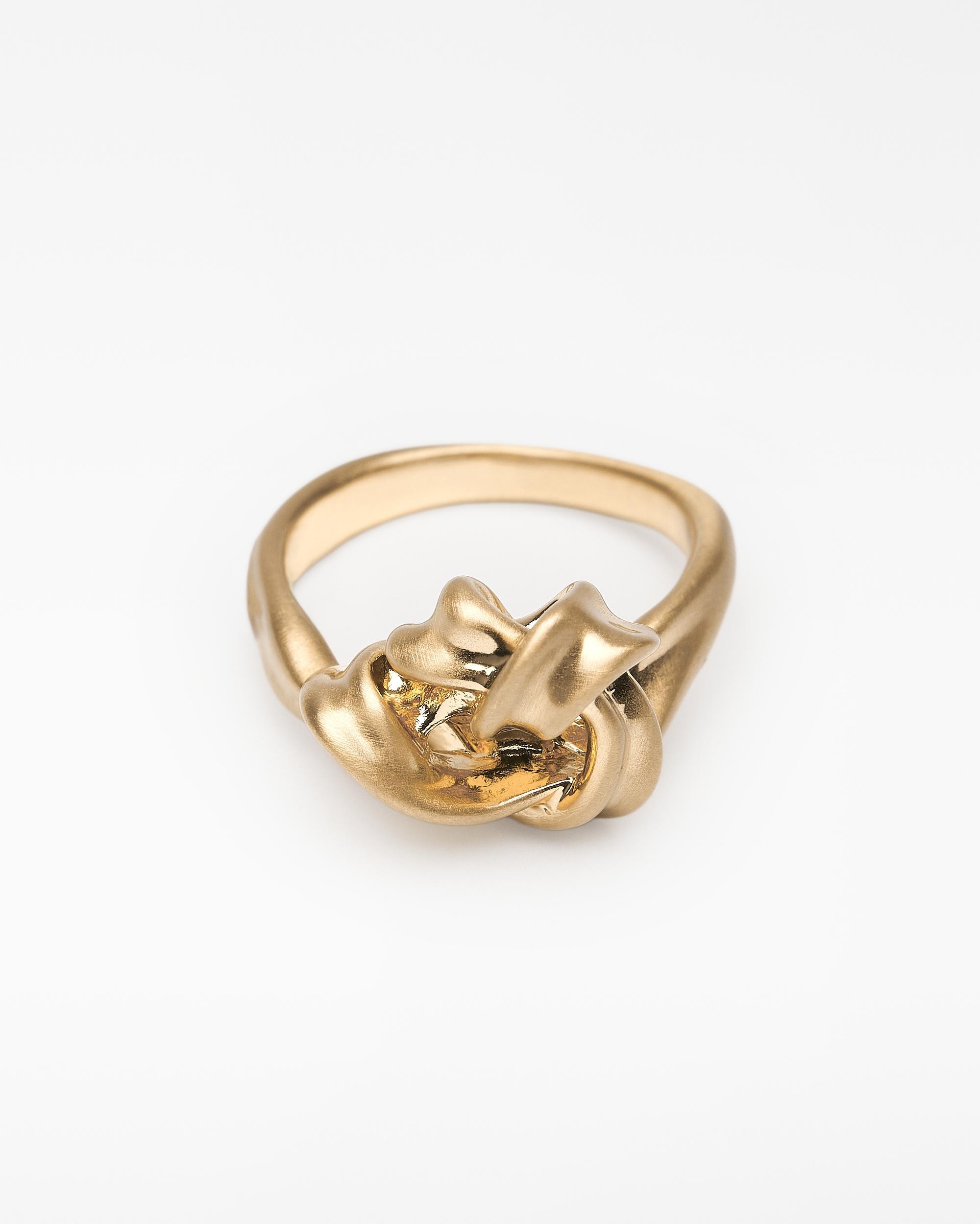 Anel Liso Metálico com Nó Dourado-1