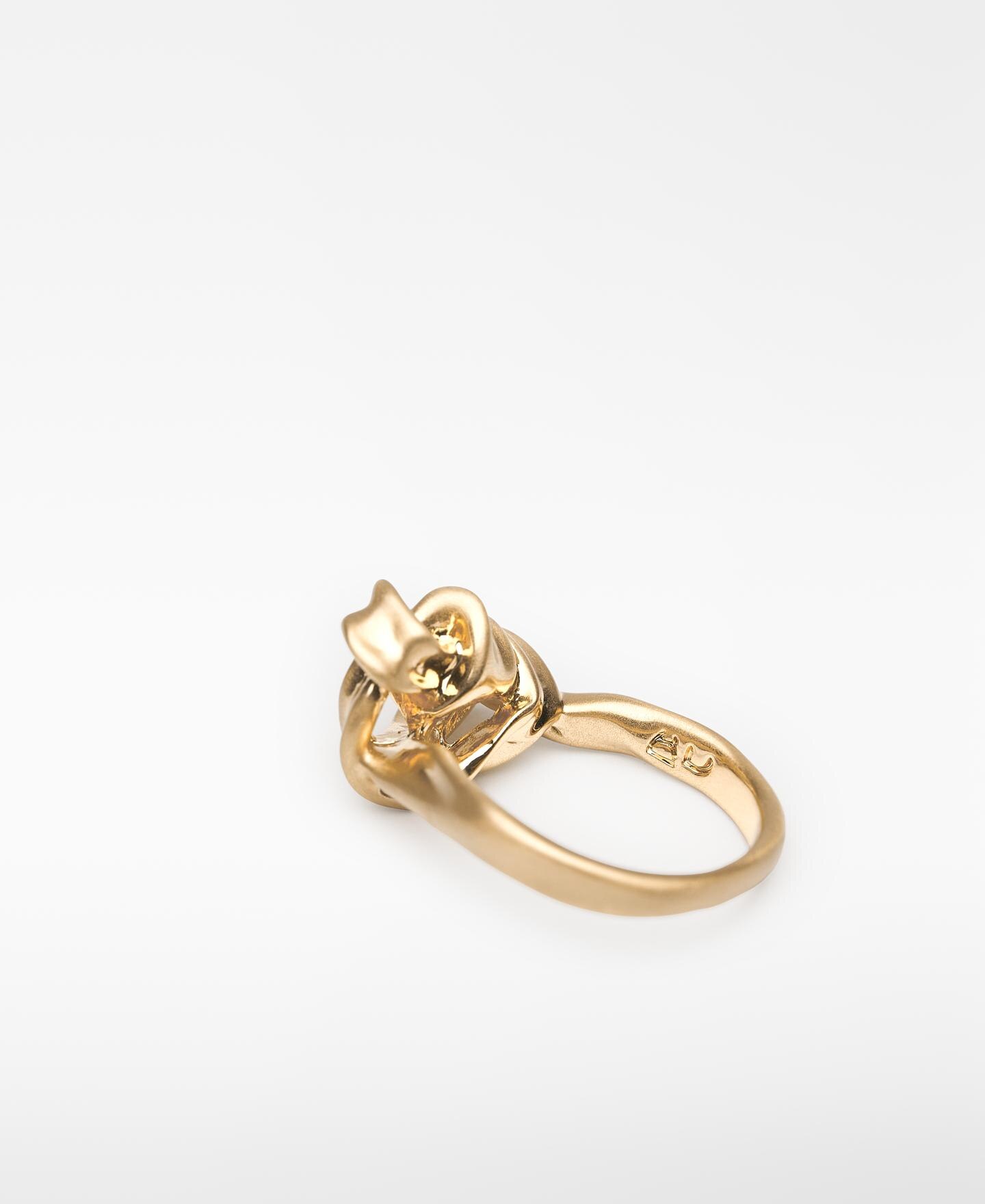 Anel Liso Metálico com Nó Dourado-2