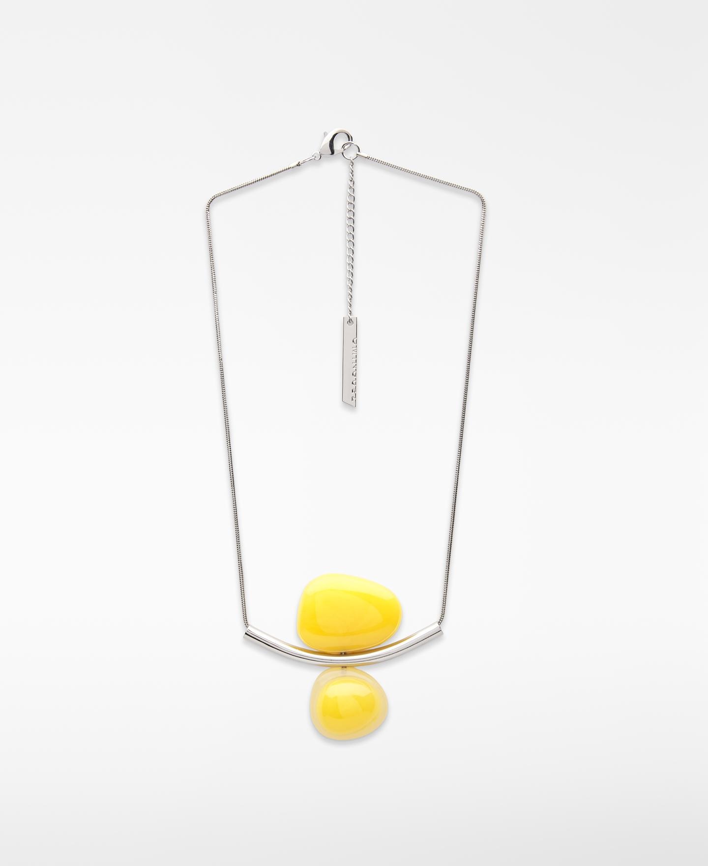 Imagem 0 de Colar Metálico com Peças em Resina Bicolor
