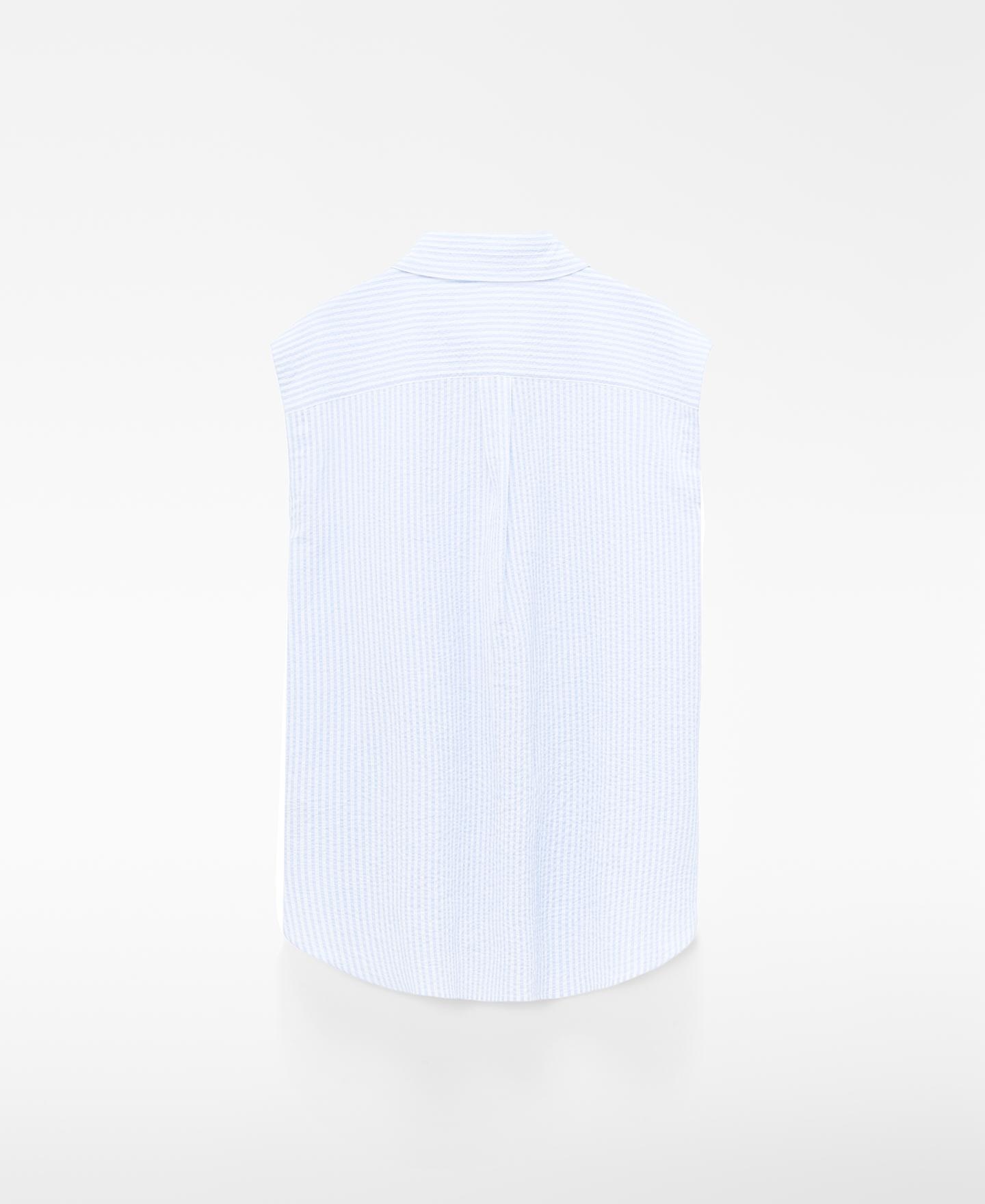 Camisa Às Riscas em Tecido Seersucker Céu-6