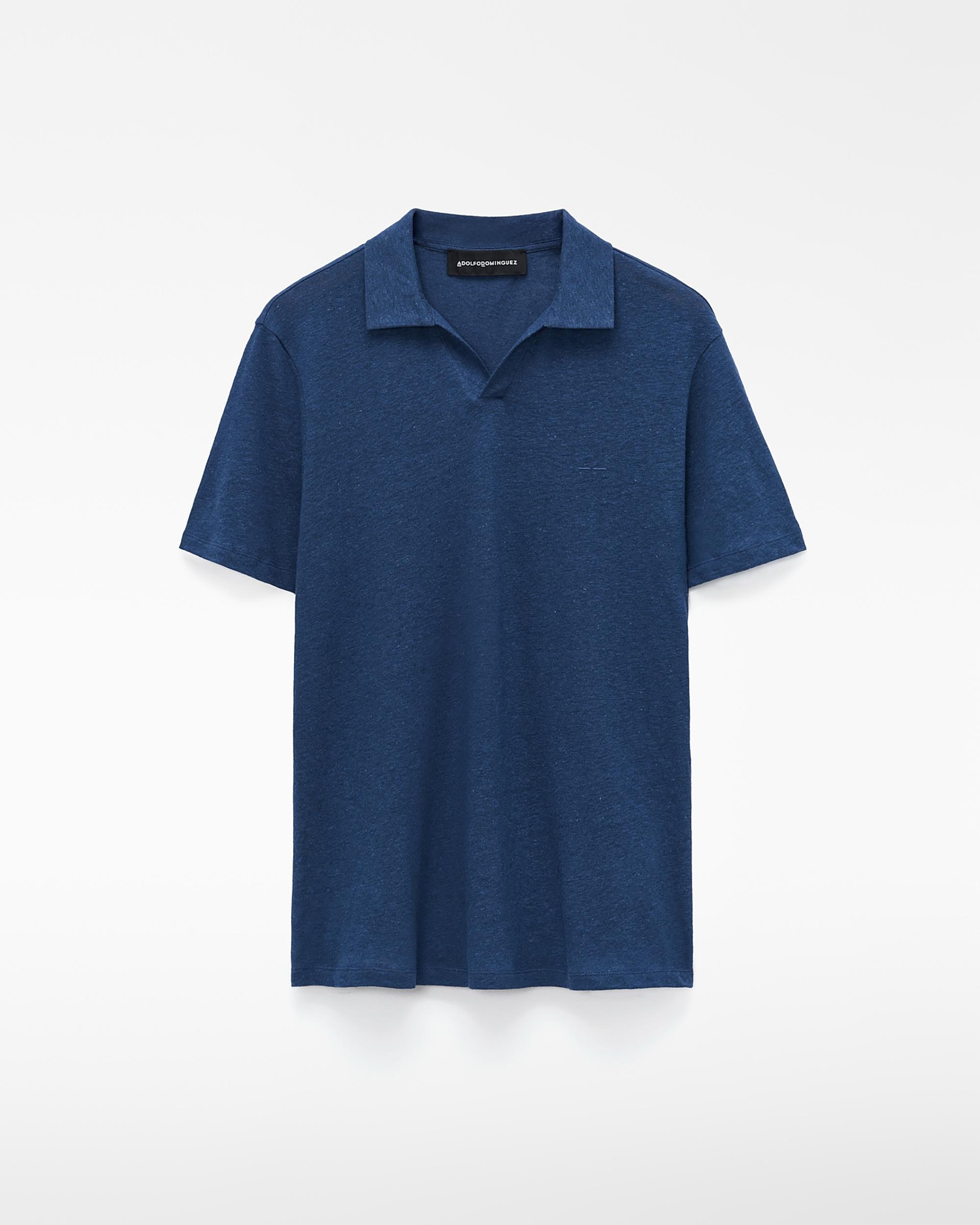 Imagem 0 de Polo de Manga Curta de Gola em V em Linho Europeu e Algodão