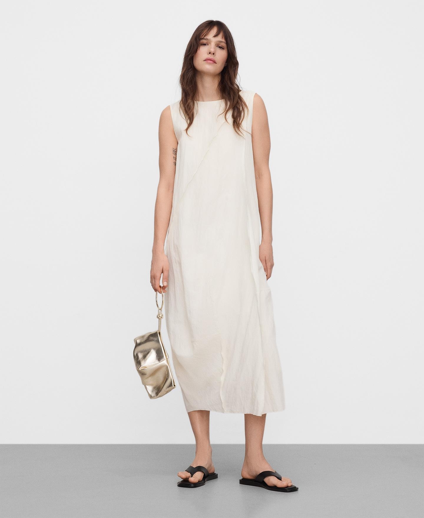 Vestido Midi Globo com Pinças Cru-2