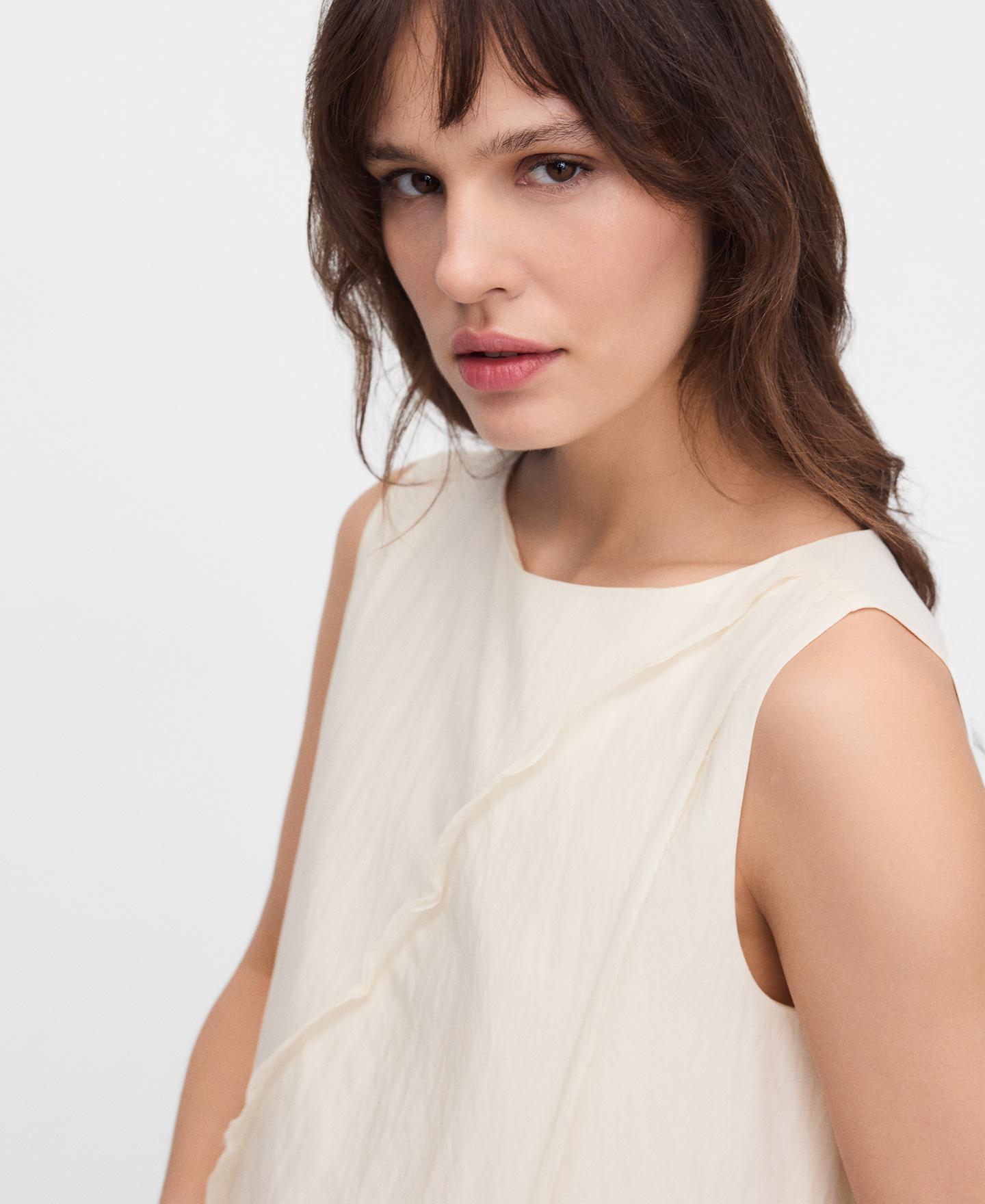 Vestido Midi Globo com Pinças Cru-4