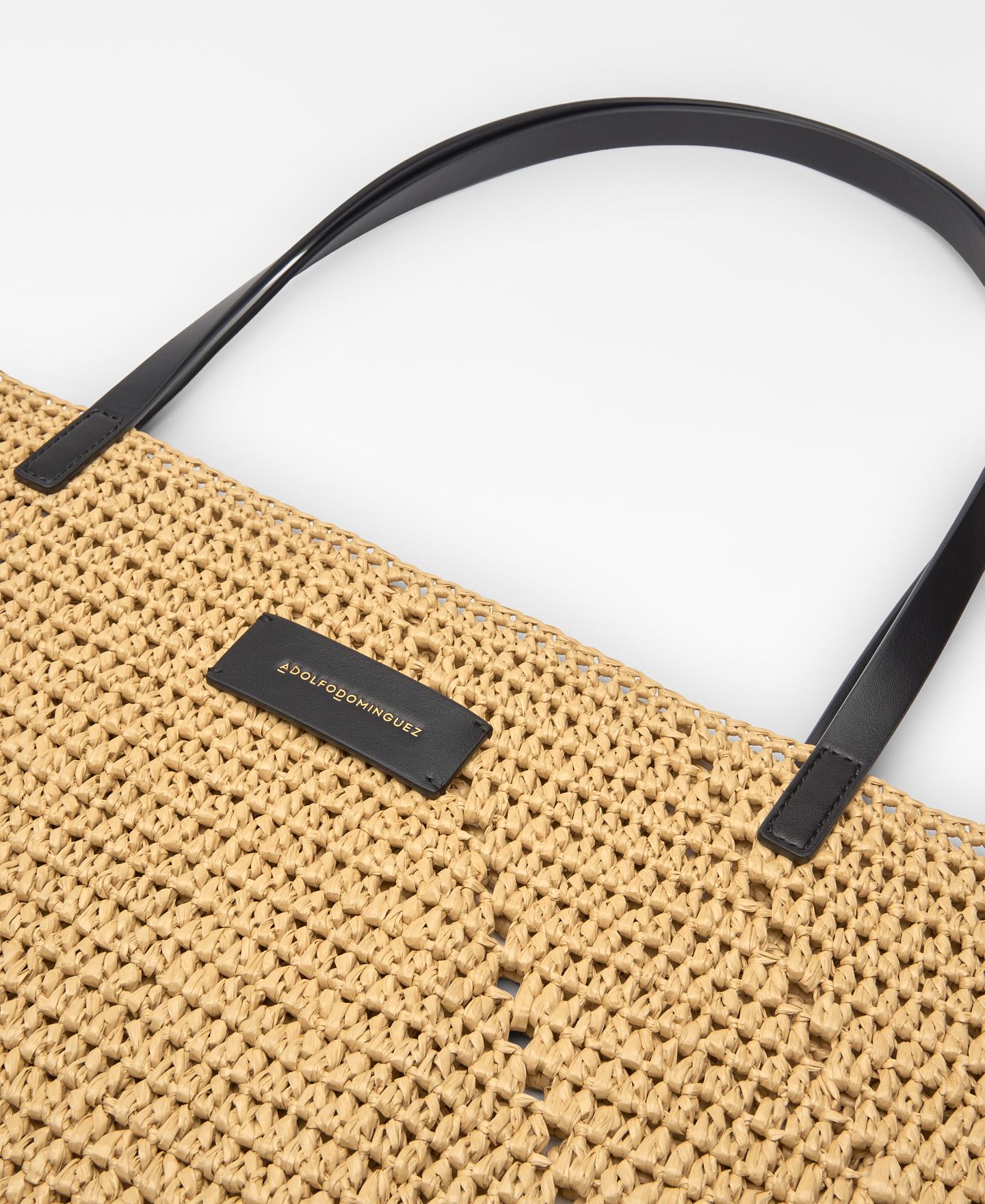 Shopper Grande com Textura de Ráfia Natural-3