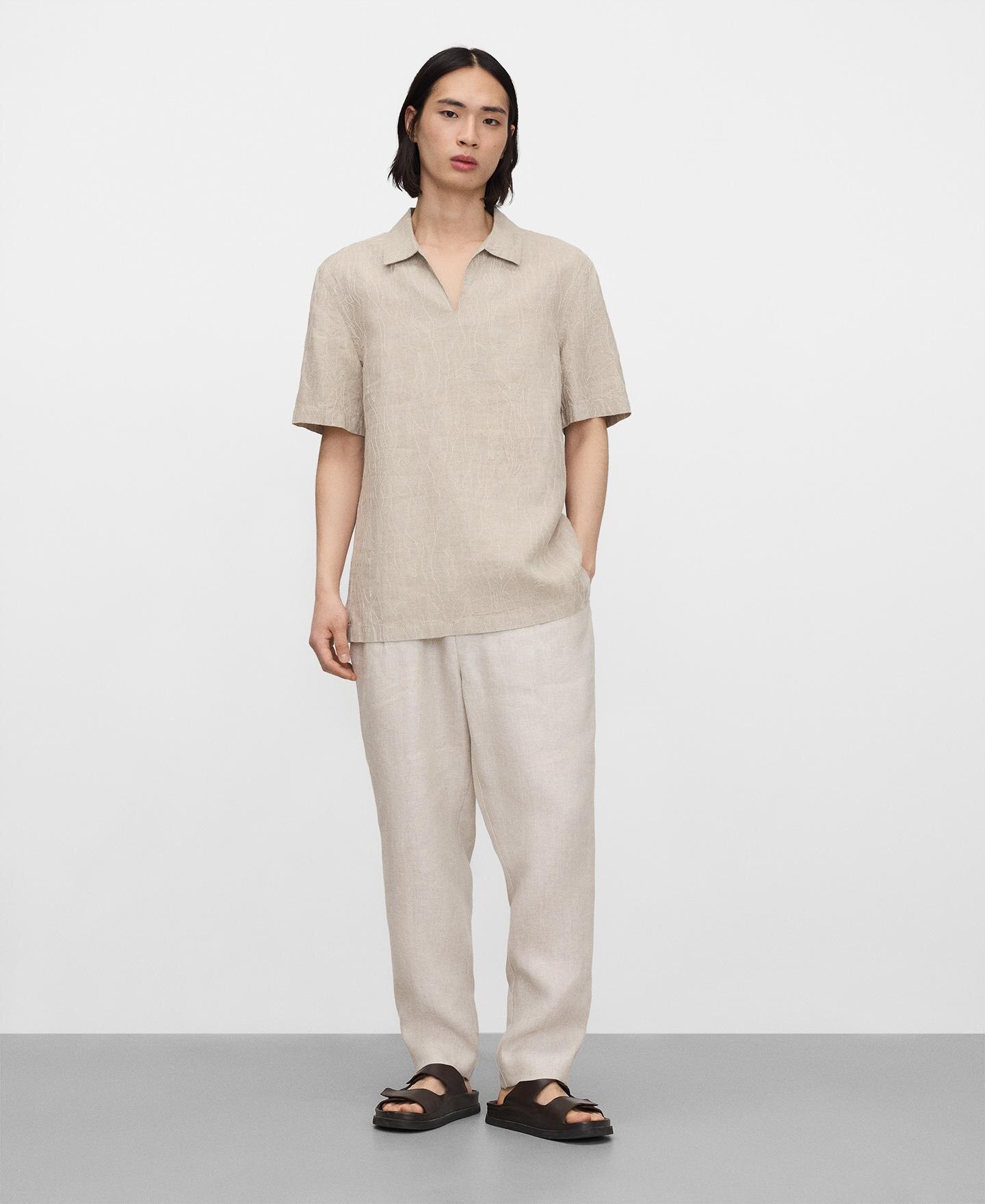 Camisa de Linho Bordada em Linho Europeu Natural-2