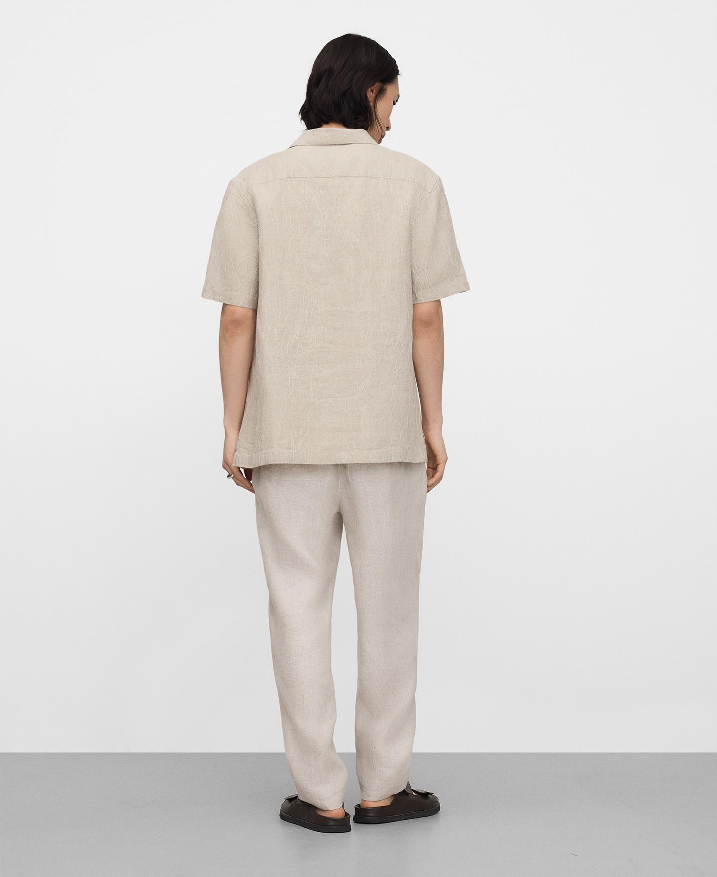 Camisa de Linho Bordada em Linho Europeu Natural-3