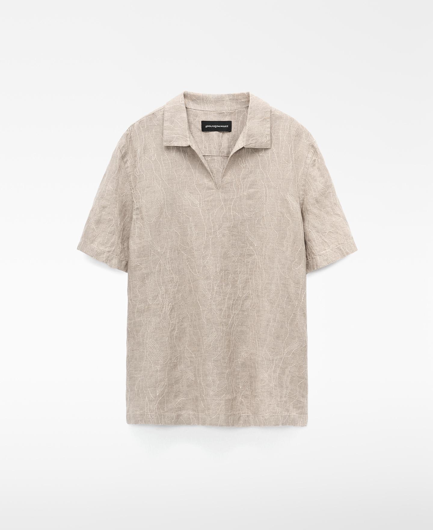Camisa de Linho Bordada em Linho Europeu Natural-5