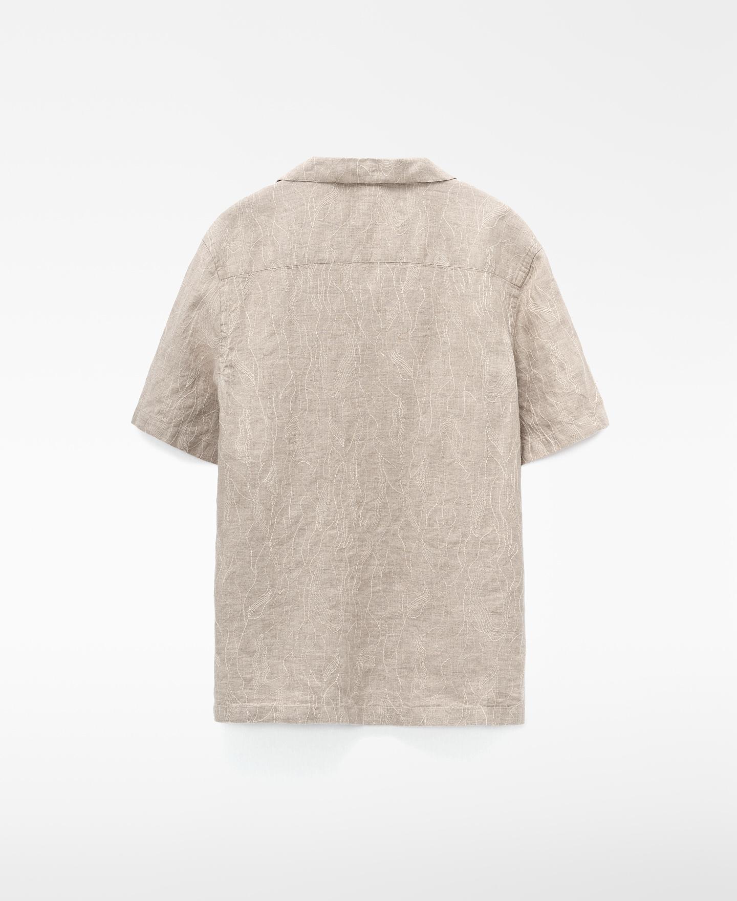 Camisa de Linho Bordada em Linho Europeu Natural-6