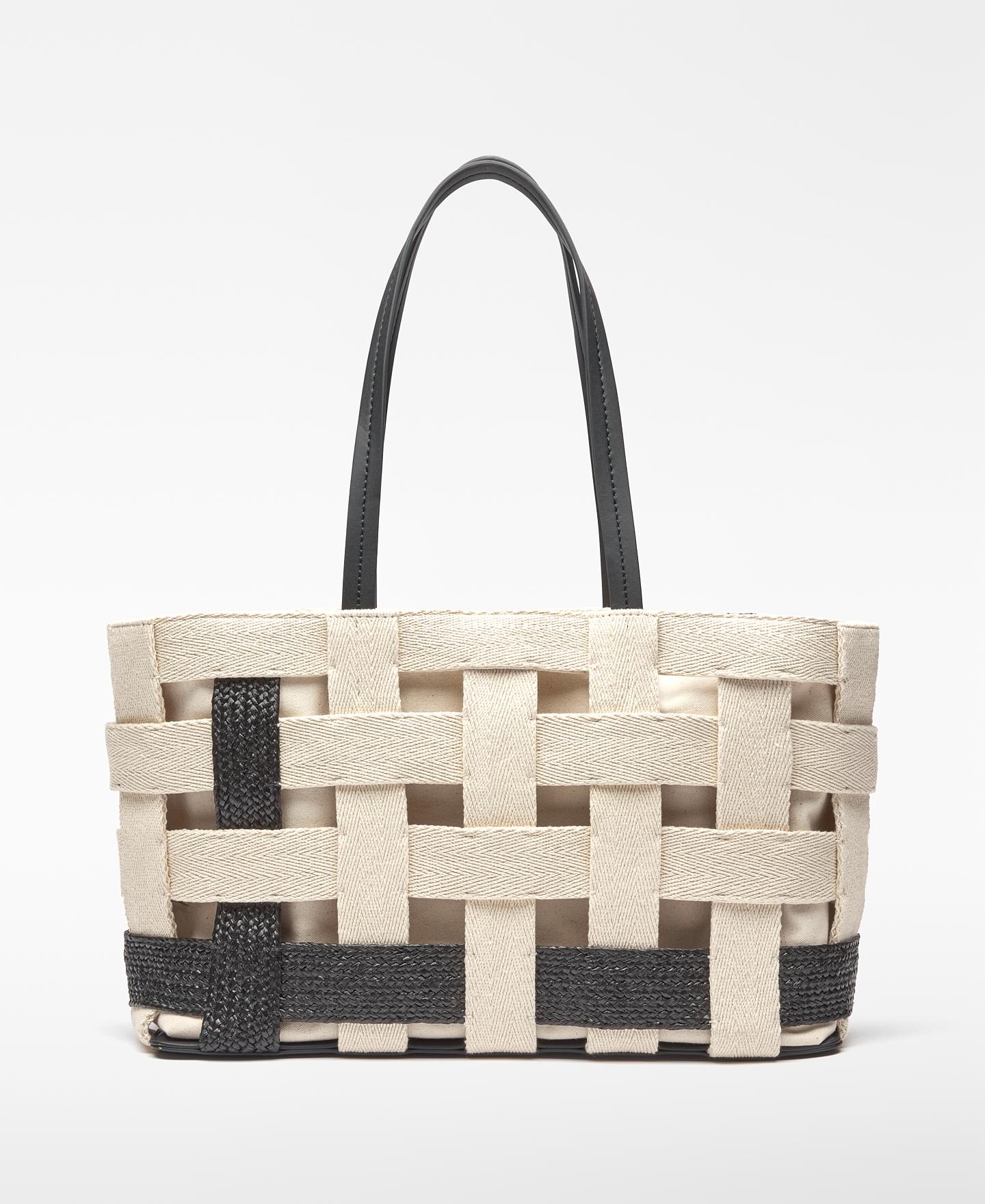 Shopper Horizonte em Algodão Branco / Preto-2