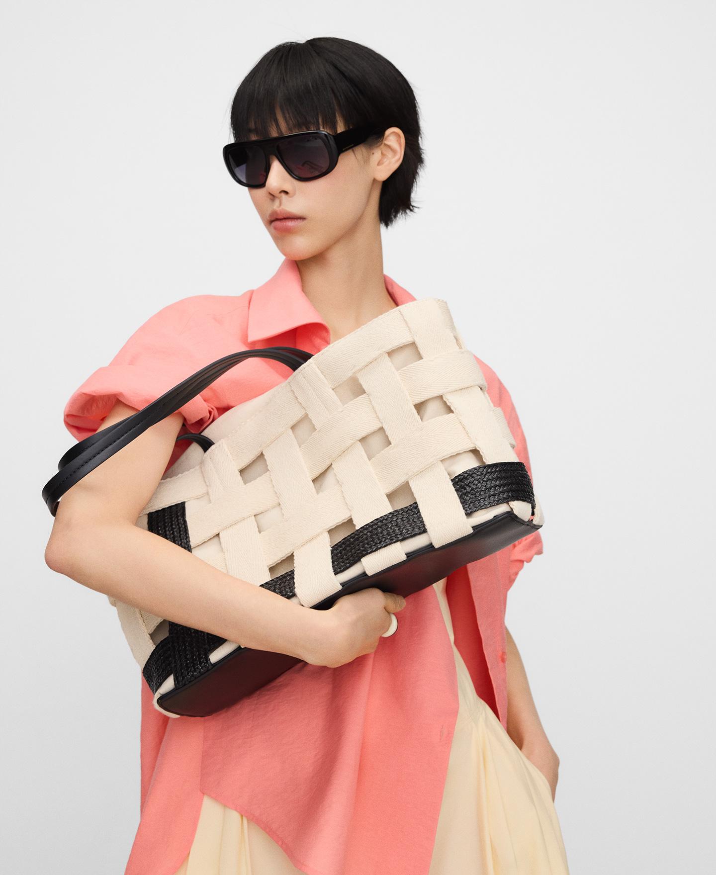 Shopper Horizonte em Algodão Branco / Preto-6