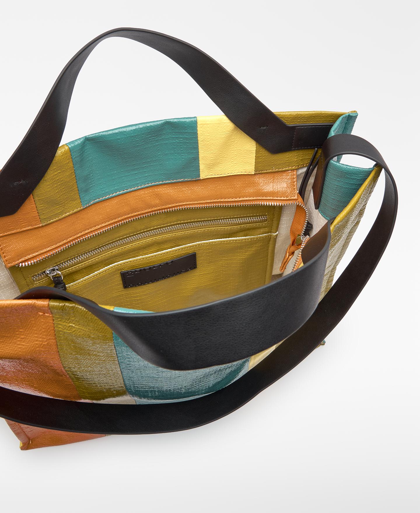 Shopper Às Riscas Multicolor Maxi em Lona Multicolor-4