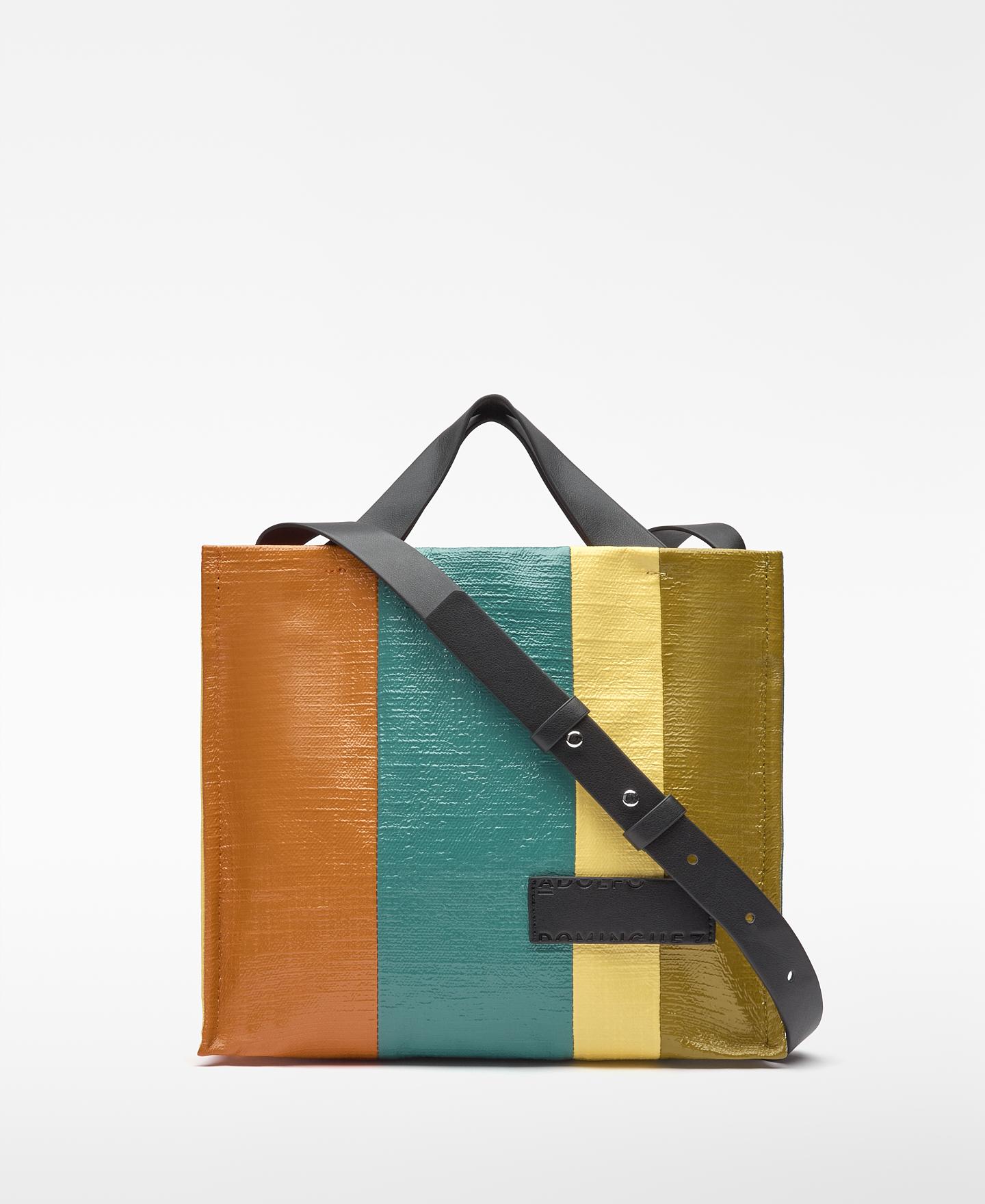 Imagem 0 de Shopper Às Riscas Multicolor Médio de Lona