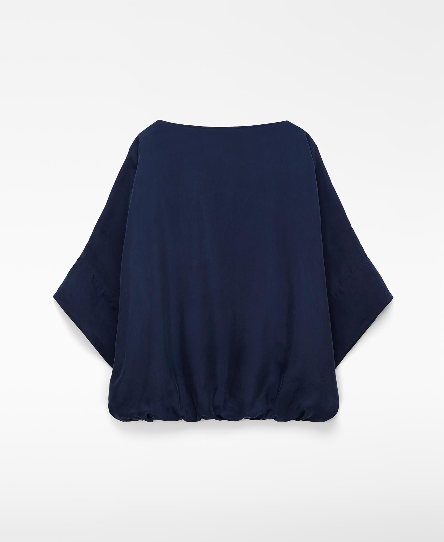 Blusa Ampla com Bainha Abalonada Azul-marinho-6