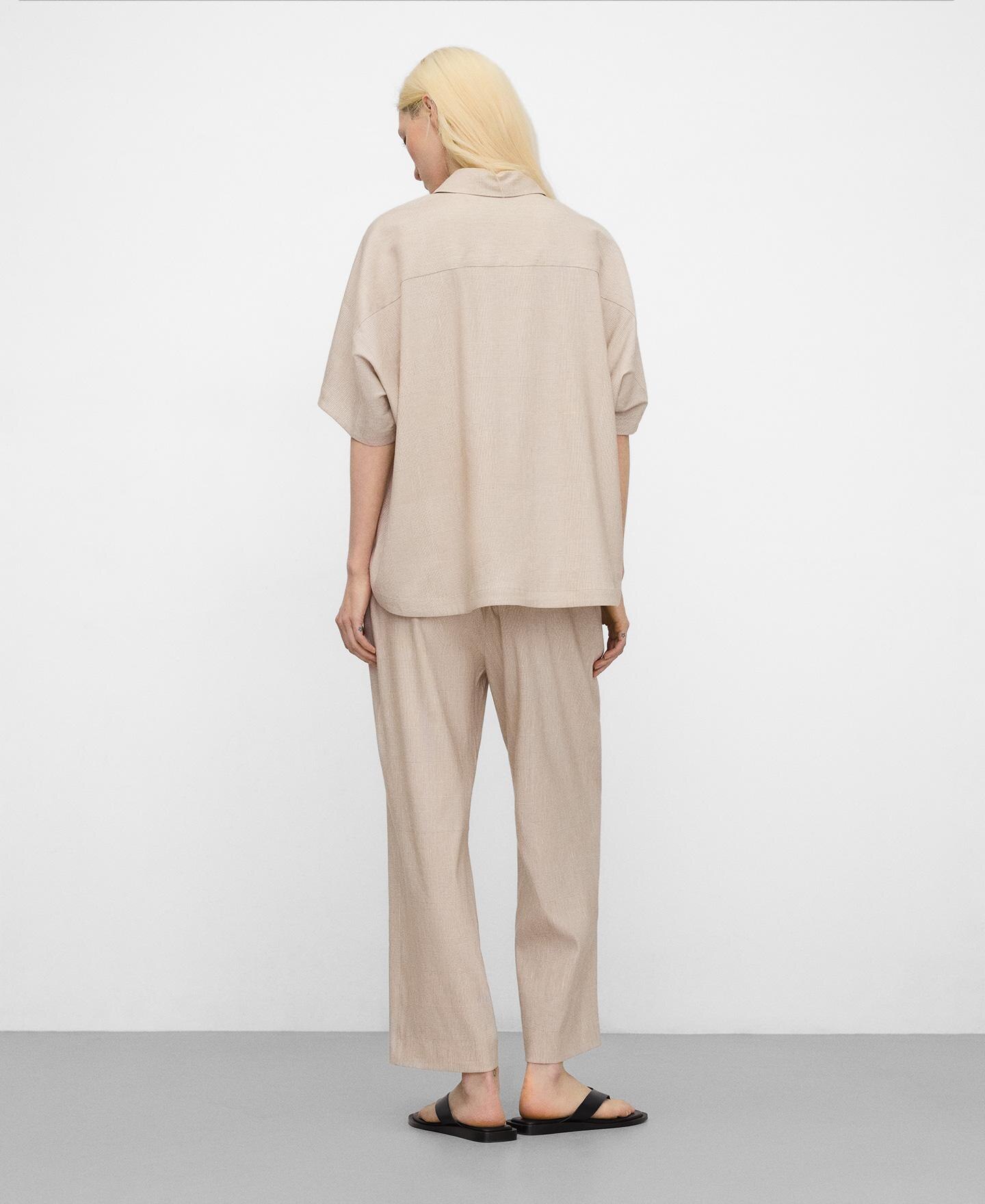 Camisa Oversize com Microdesenho Creme-3