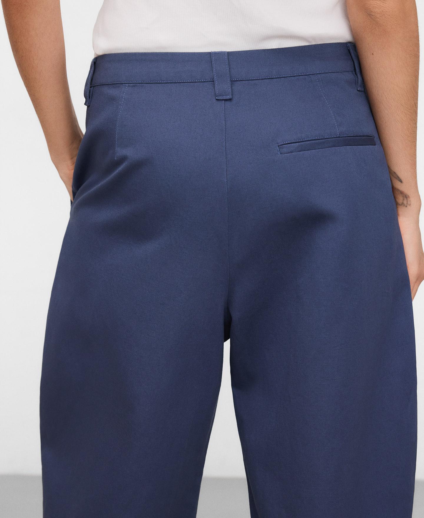 Calças Largas Barrel Fit com Bainha Ajustável Azul-4