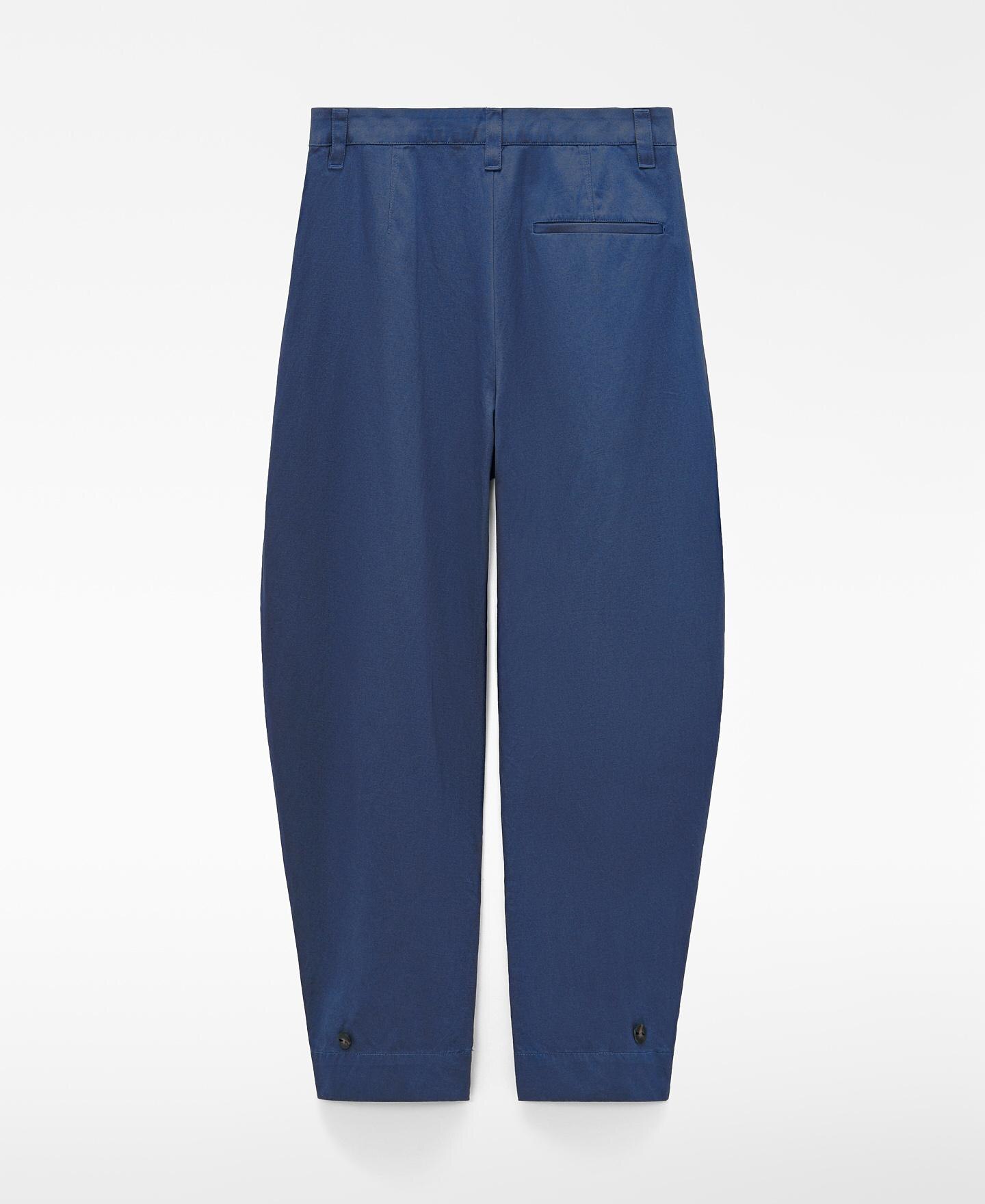 Calças Largas Barrel Fit com Bainha Ajustável Azul-6