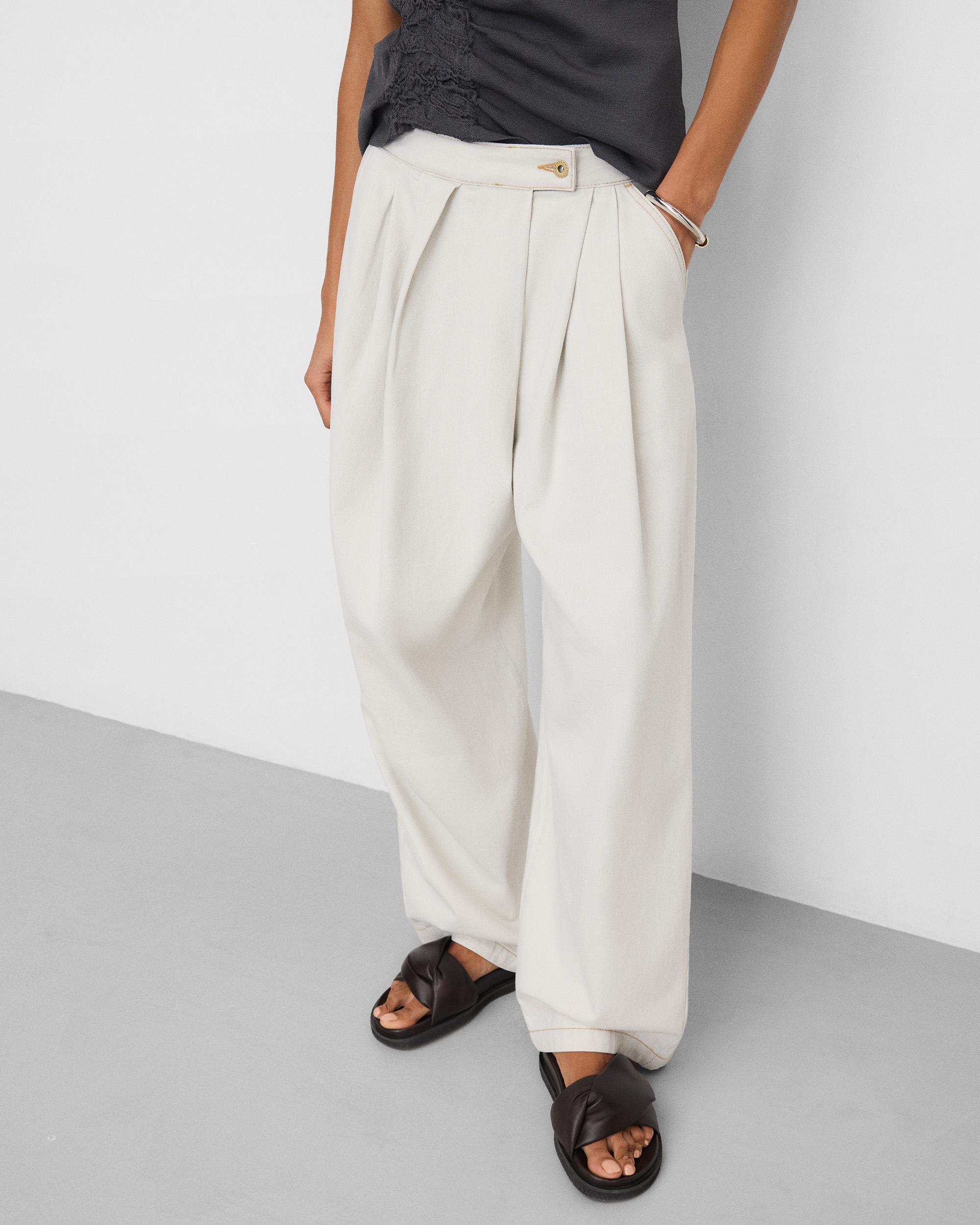 Imagem 0 de Jeans Largos Tipo Baggy Cruzados em Denim de Algodão