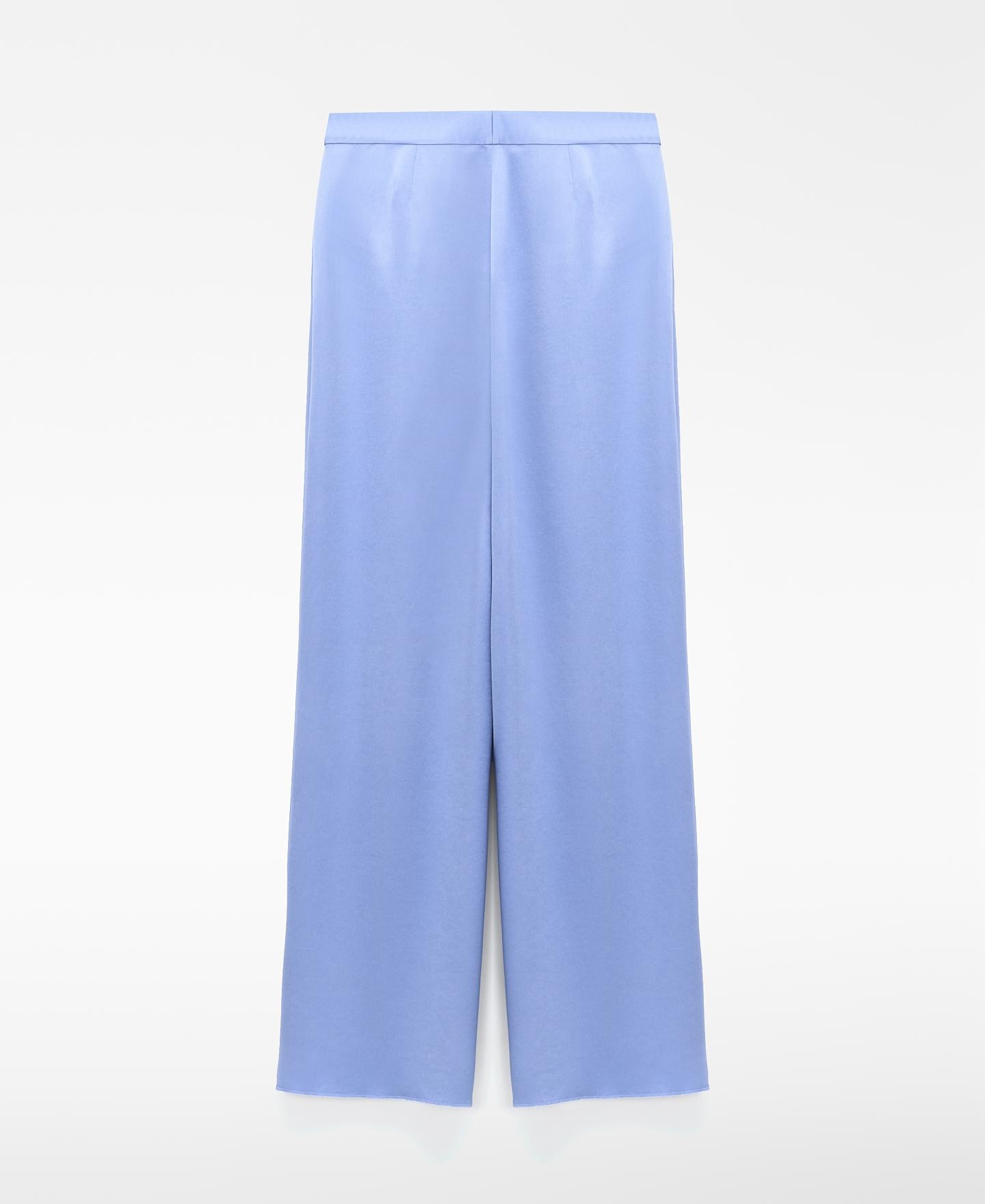 Calças Largas Palazzo Acetinadas Azul-celeste-7