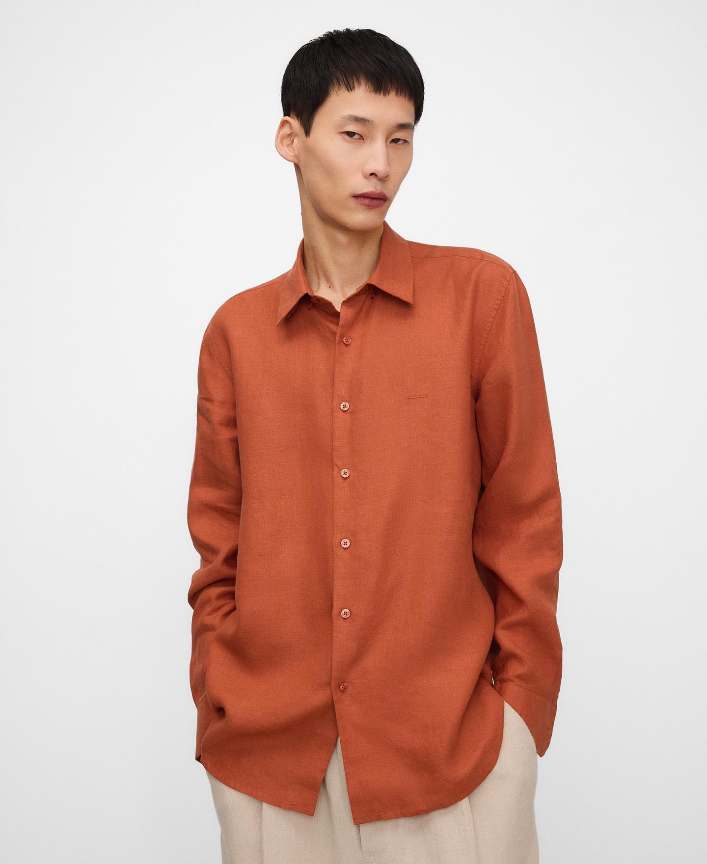Camisa de Linho de Manga Comprida Regular Fit Terra-1
