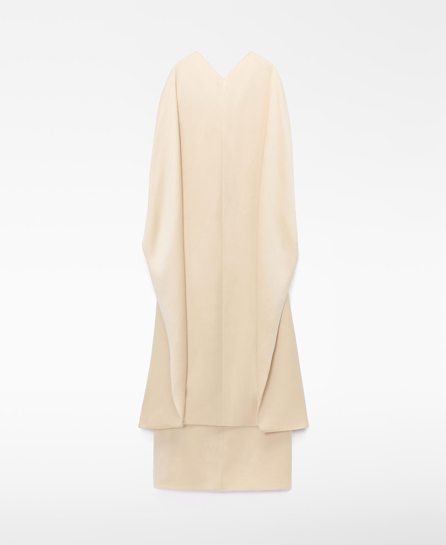 Vestido Comprido Acetinado com Capa nas Costas Creme-6