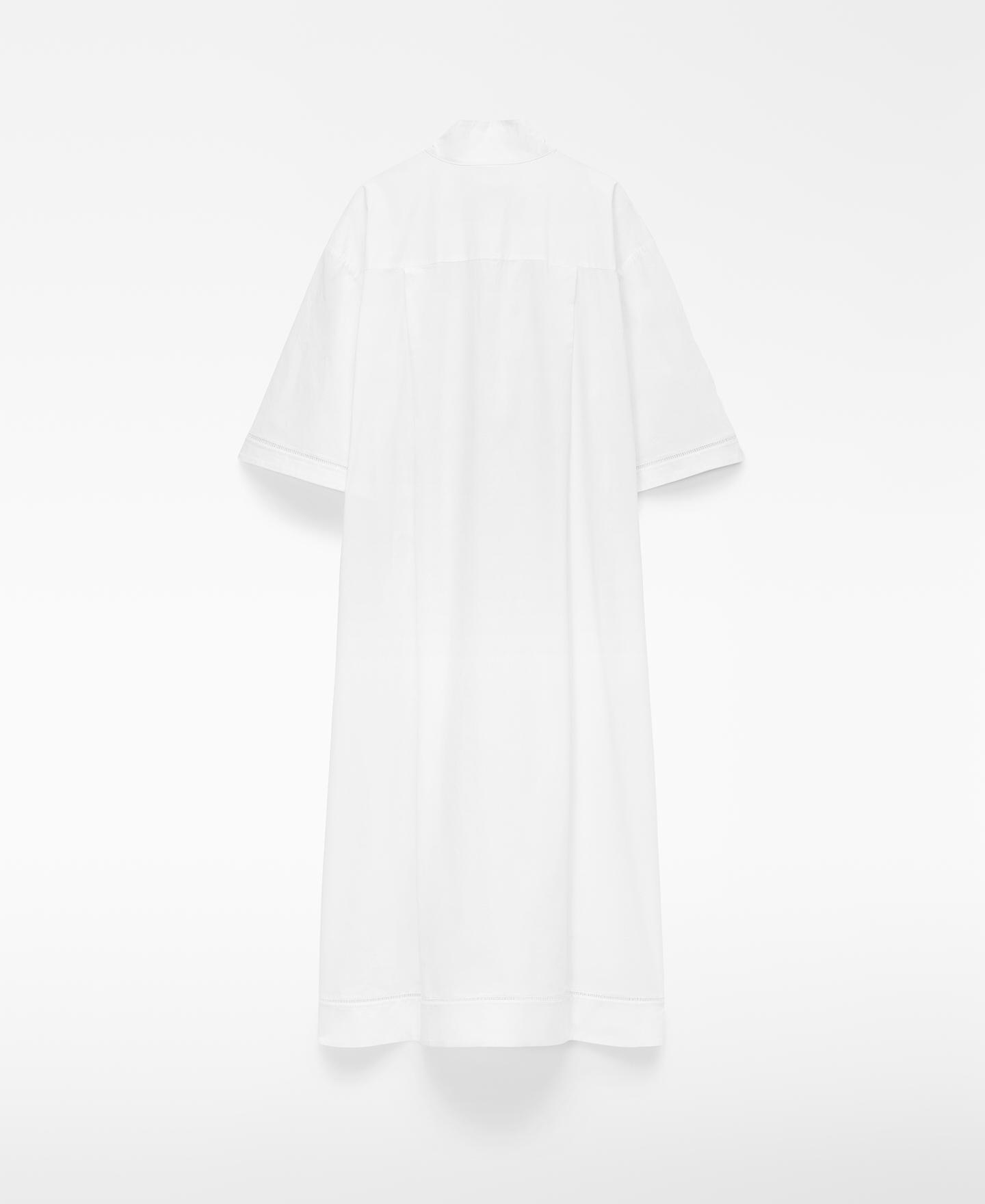 Vestido Midi Tipo Camisa com Entredós Branco-6