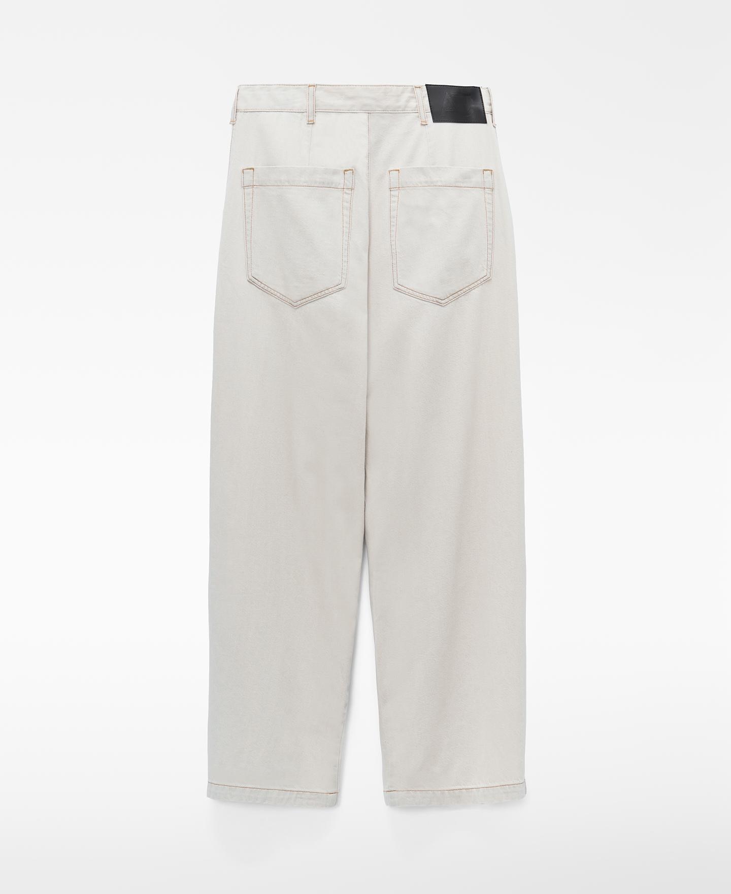 Jeans Largos Tipo Baggy Cruzados em Denim de Algodão Natural-6