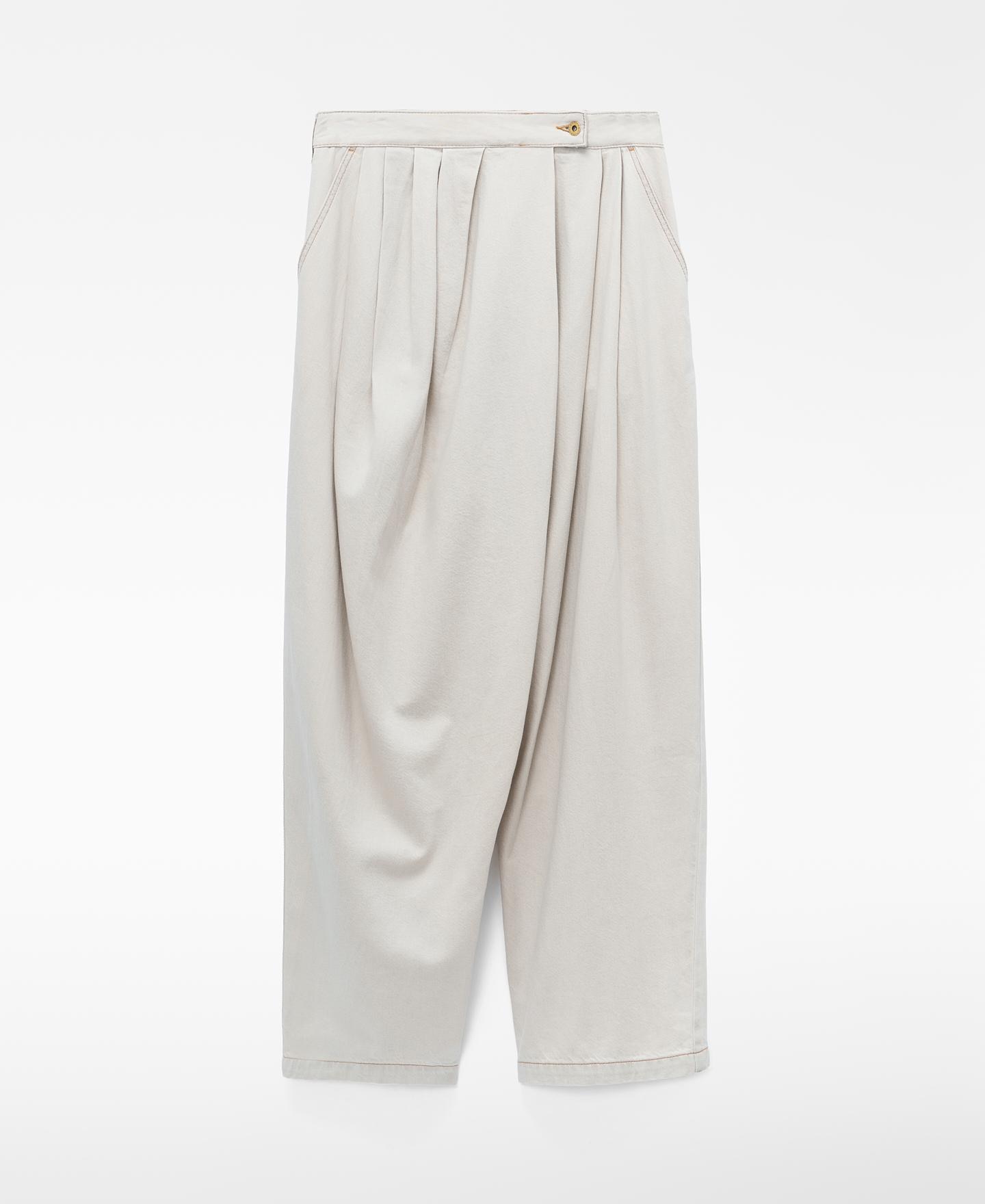 Jeans Largos Tipo Baggy Cruzados em Denim de Algodão Natural-5