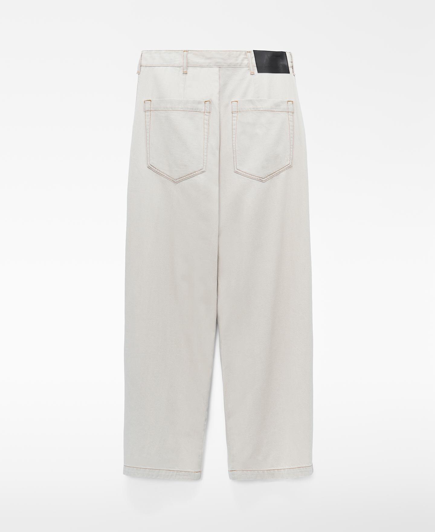 Jeans Largos Tipo Baggy Cruzados em Denim de Algodão Natural-6