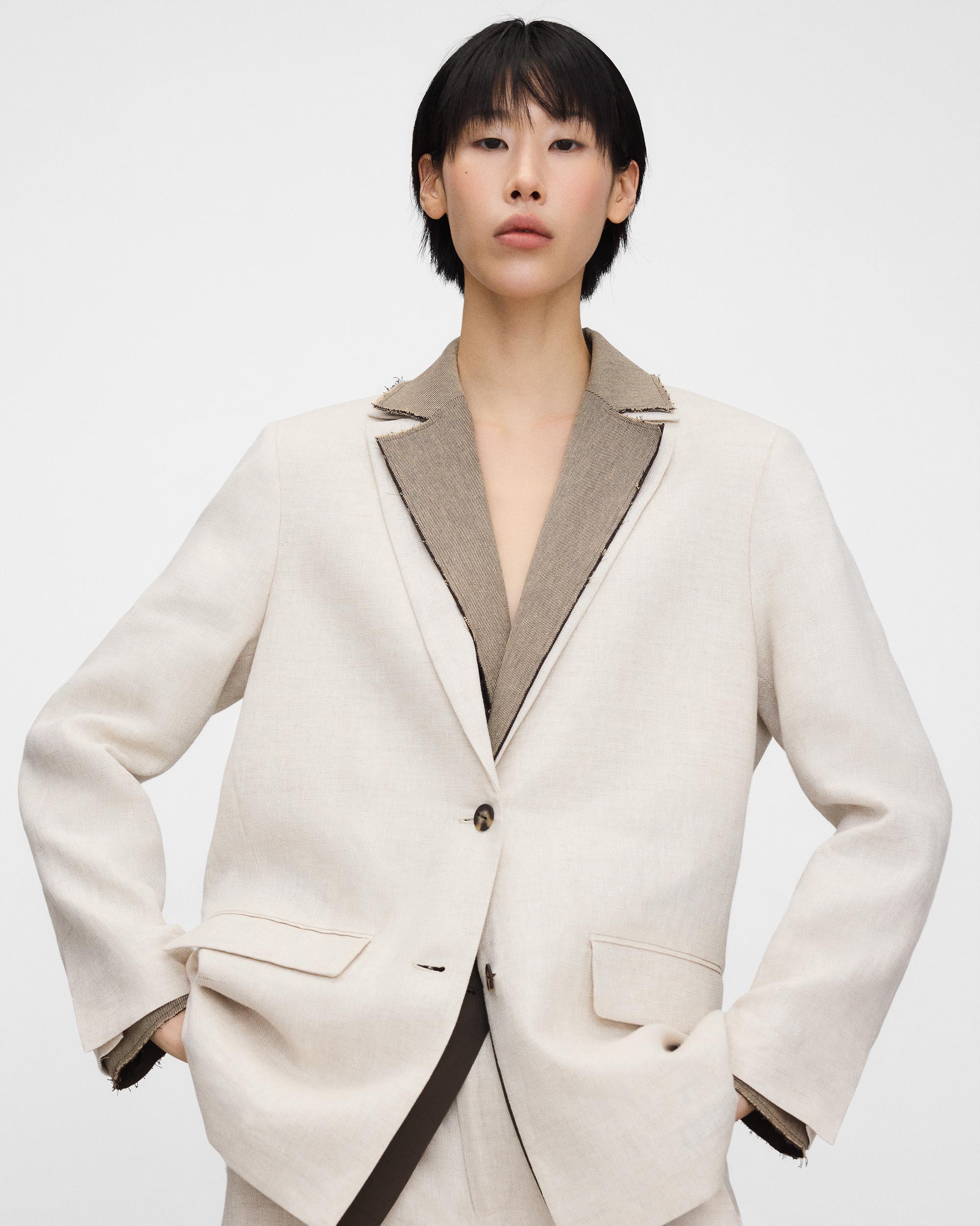 Imagem 0 de Blazer de Alfaiate Combinado em Linho Europeu