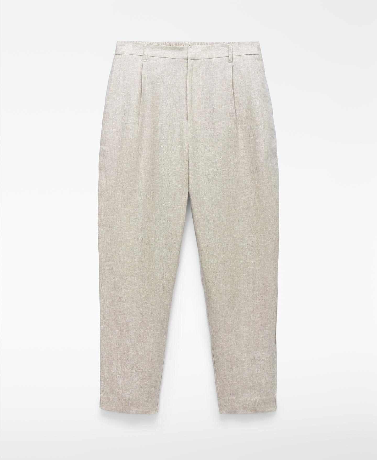 Calças de Linho Semi-jogger em Linho Europeu Natural-5