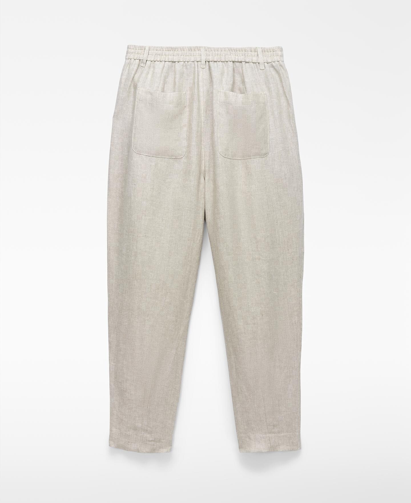 Calças de Linho Semi-jogger em Linho Europeu Natural-6