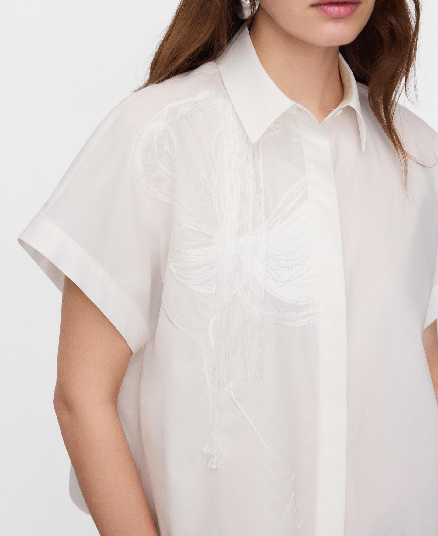 Camisa Curta Bordada Branco-4