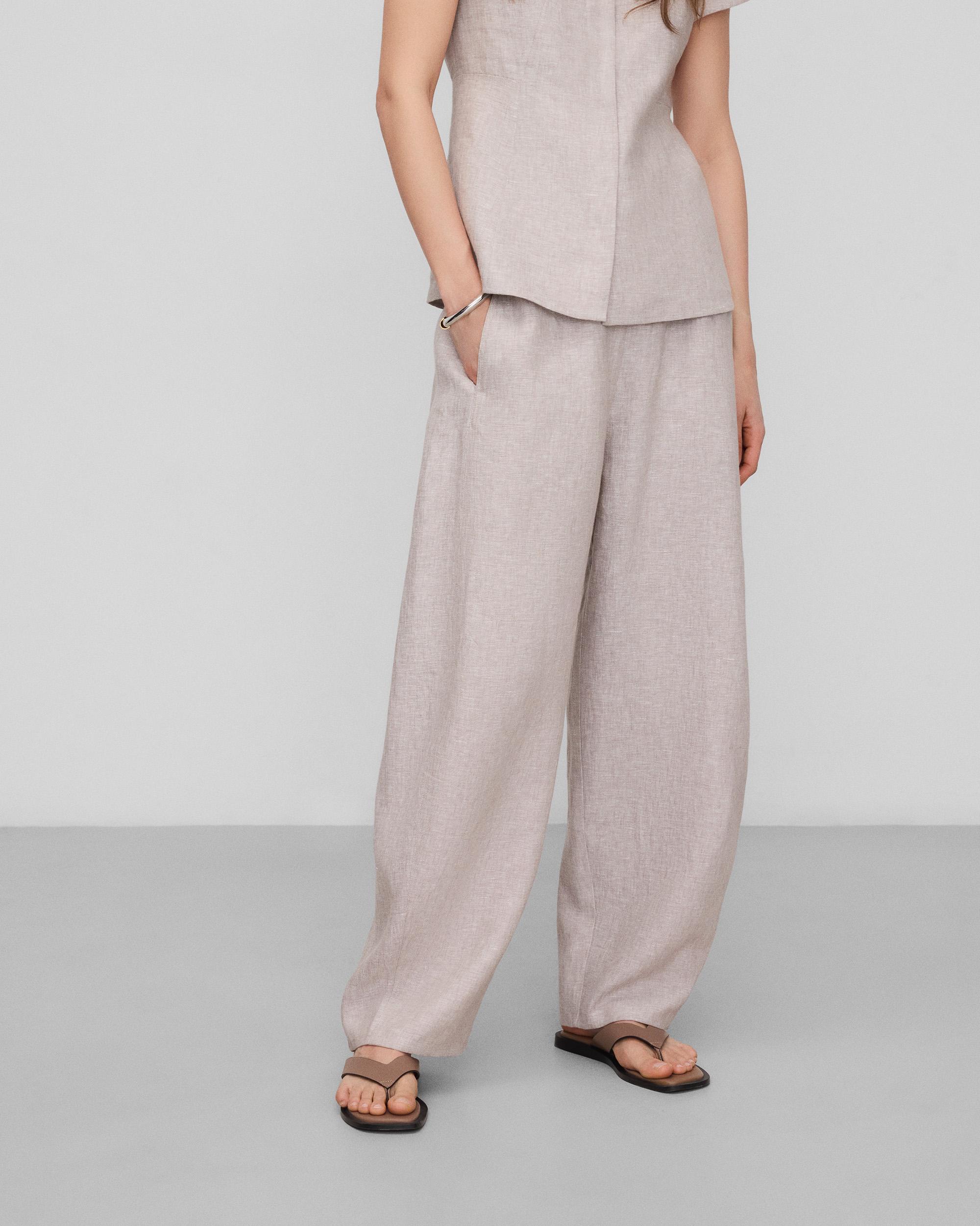 Imagem 0 de Calças Largas Barrel Fit em Linho Europeu