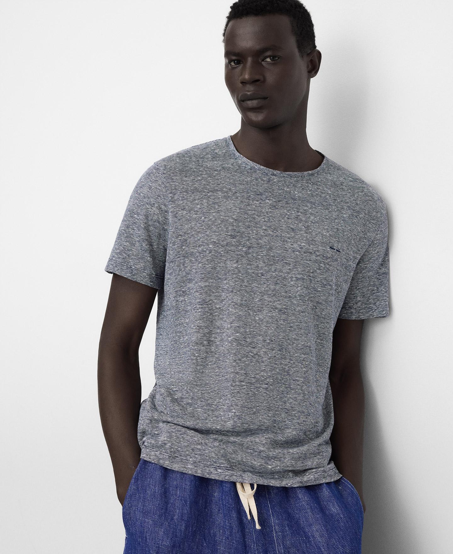 Imagem 0 de T-shirt de Manga Curta Melange em Linho Europeu
