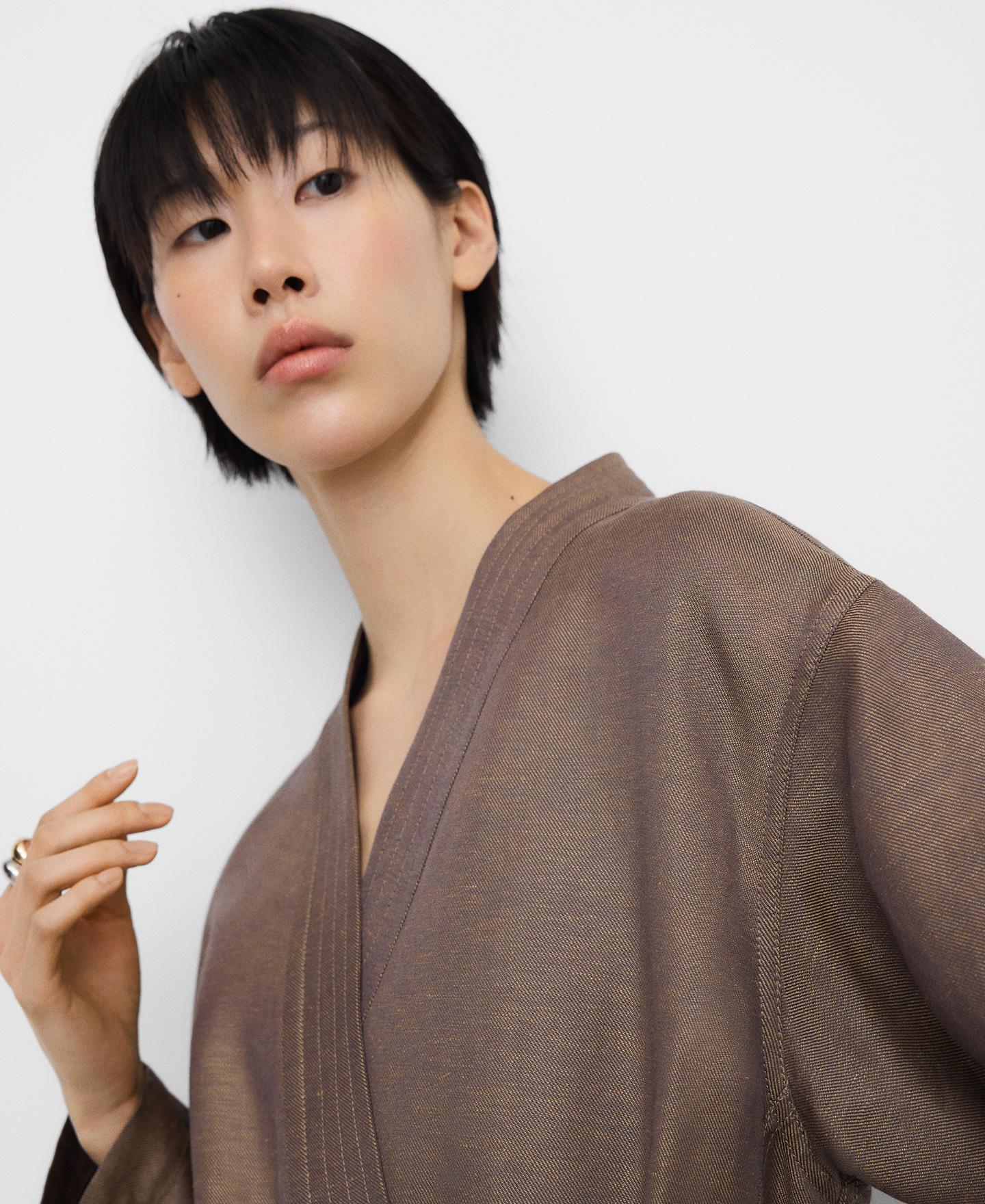 Casaco Tipo Kimono Curto Taupe-4