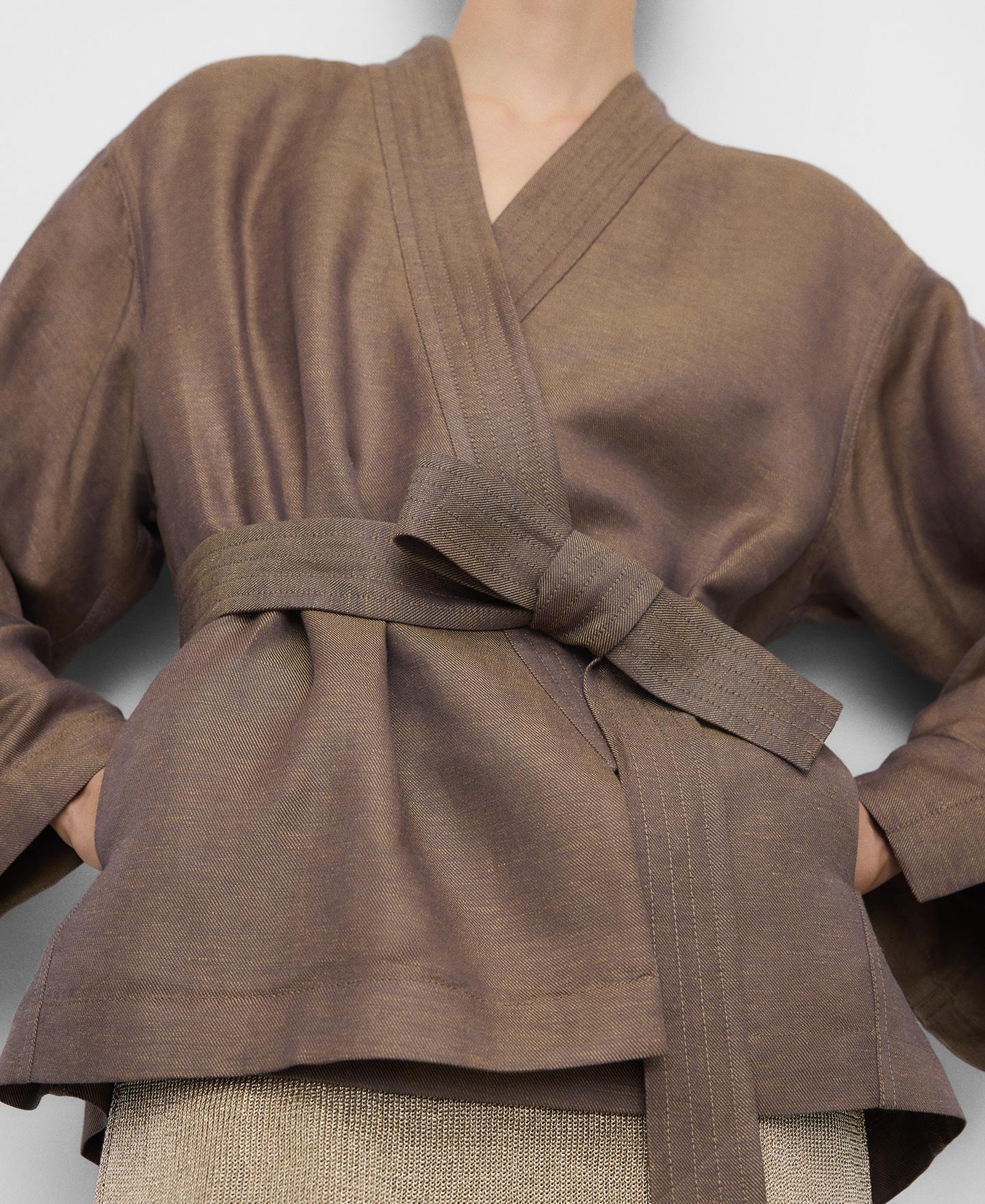 Casaco Tipo Kimono Curto Taupe-6