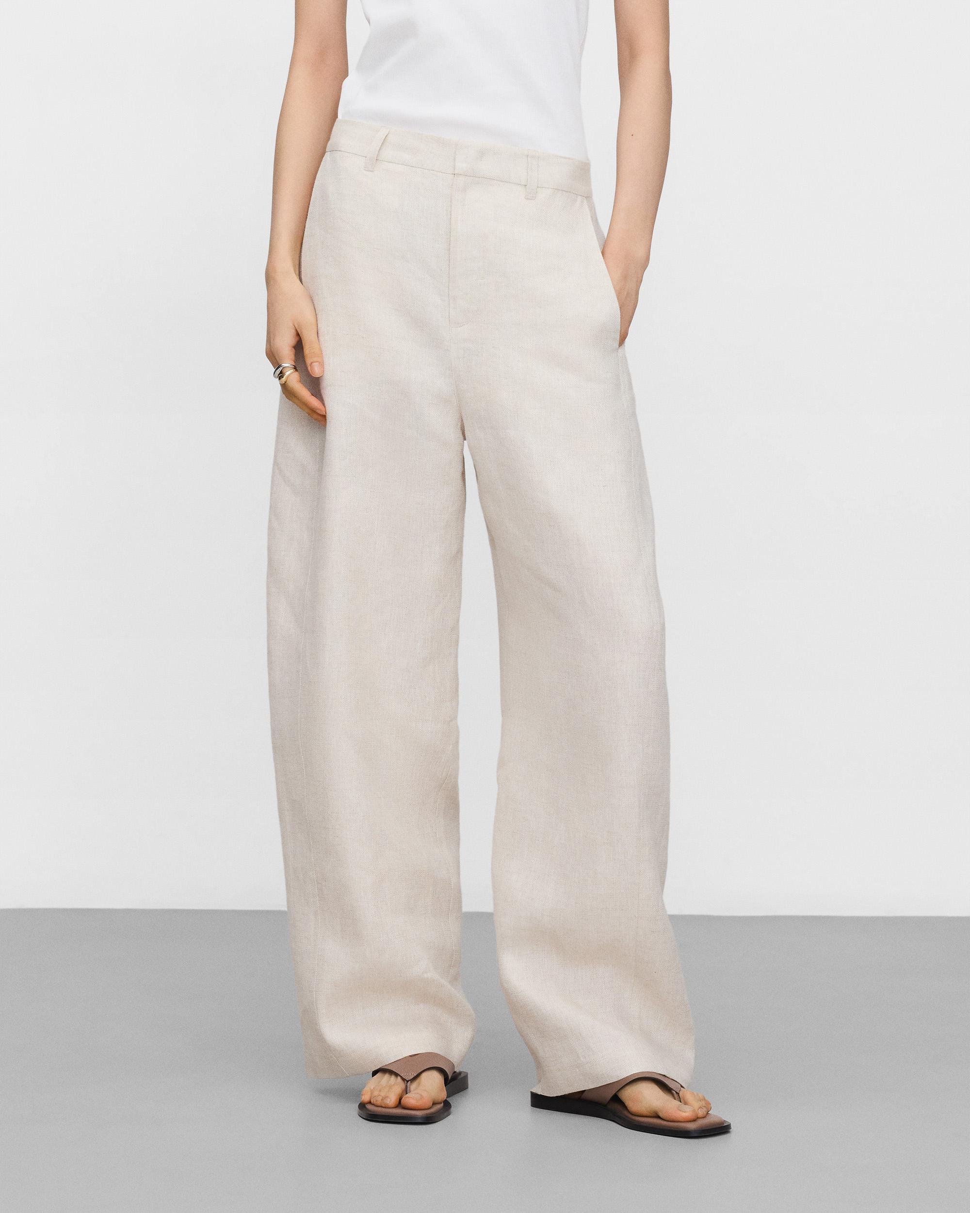 Imagem 0 de Calças Largas Barrel Fit em Linho Europeu