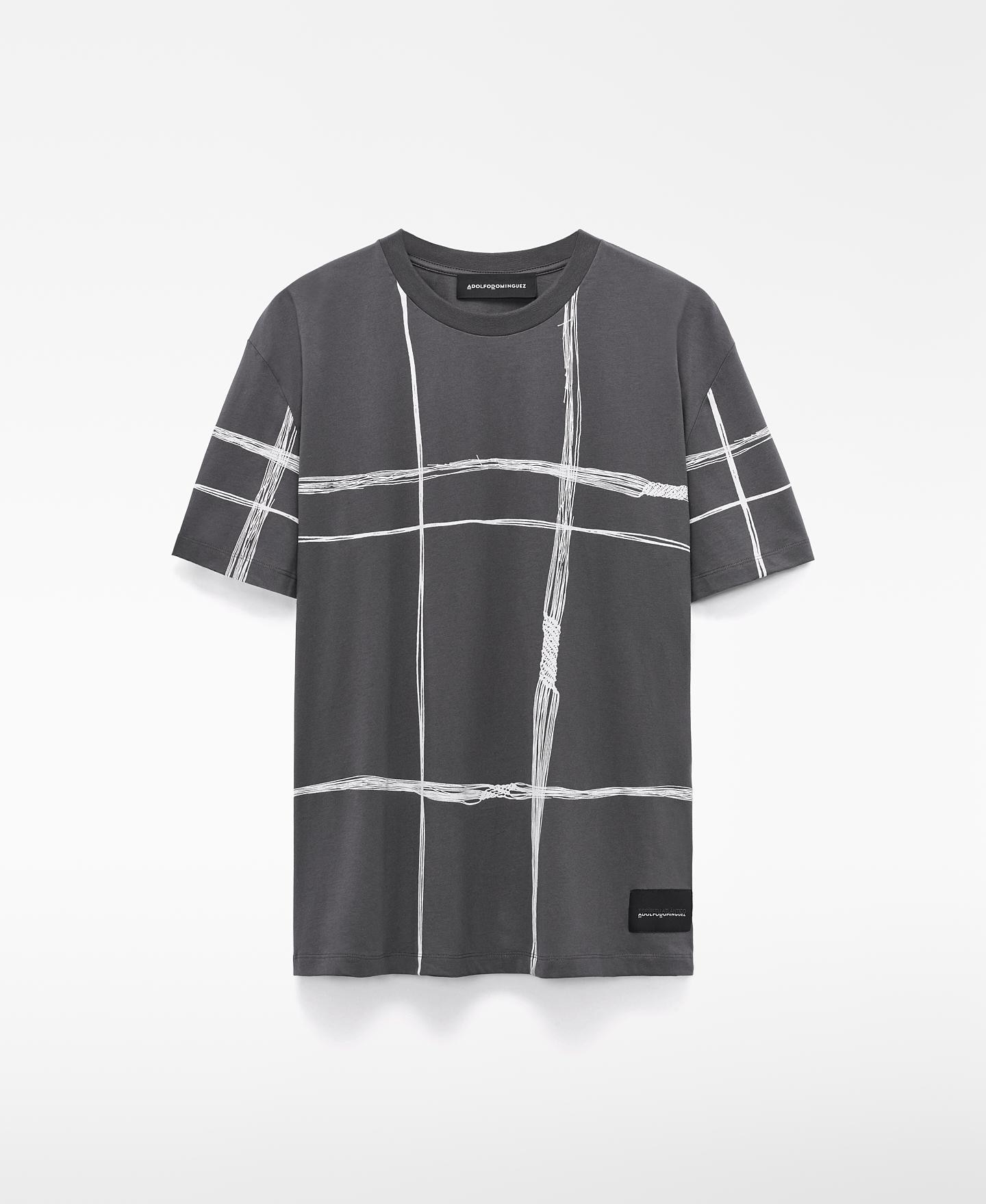 T-shirt de Manga Curta Relaxed Fit Estampada em Algodão Cinzento / Branco-5