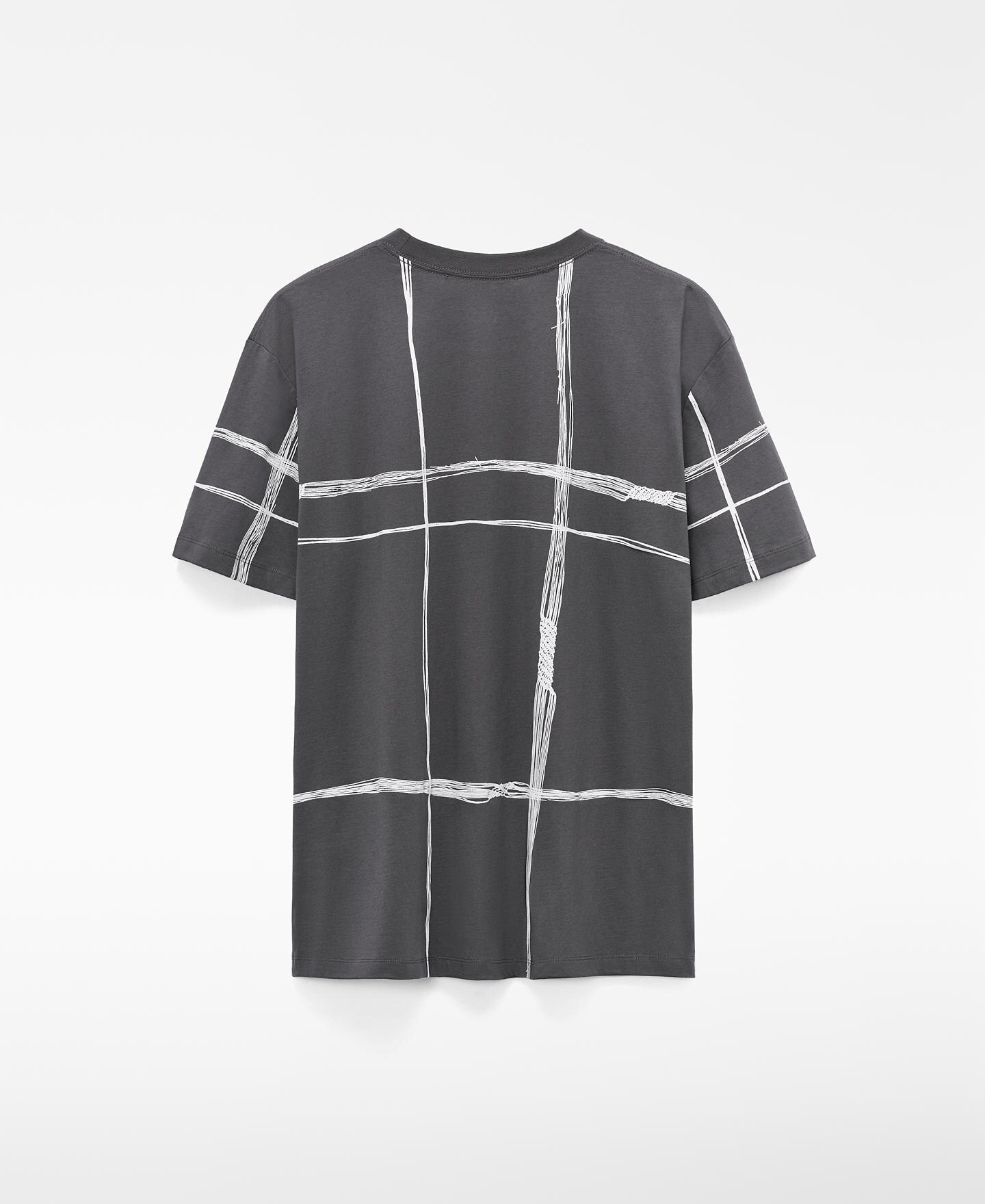 T-shirt de Manga Curta Relaxed Fit Estampada em Algodão Cinzento / Branco-6