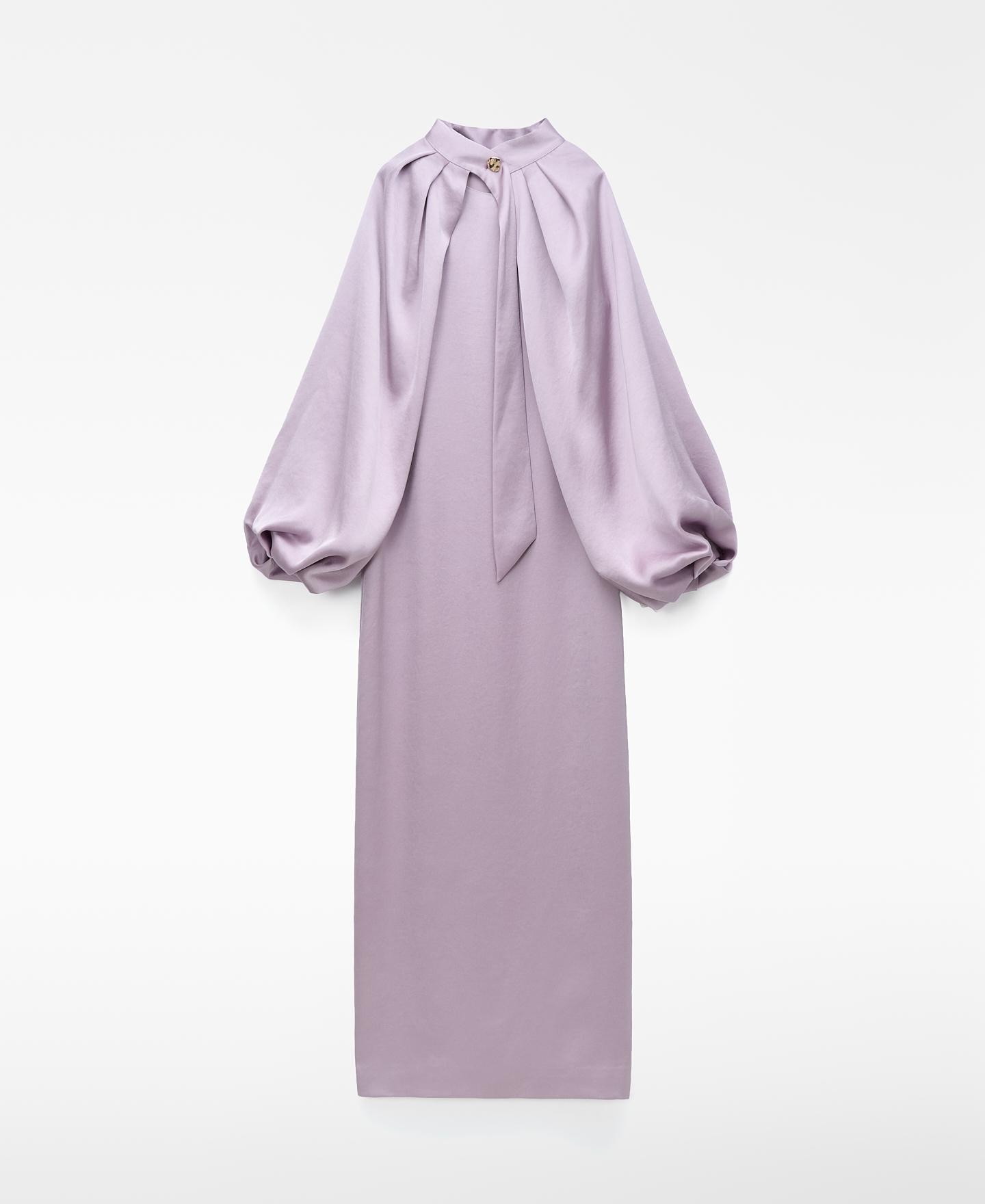 Vestido Comprido Conversível com Manga Sobreposta Malva-6