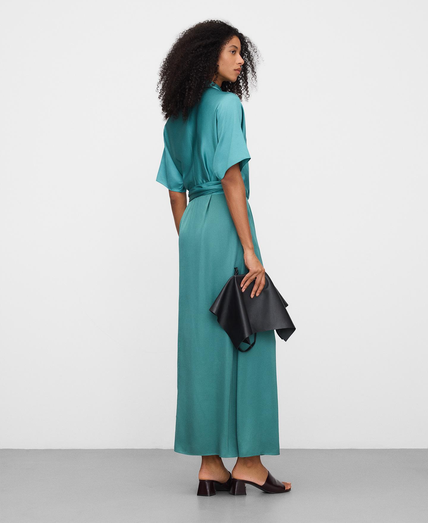 Vestido Comprido Cruzado com Fivela Esmeralda-3
