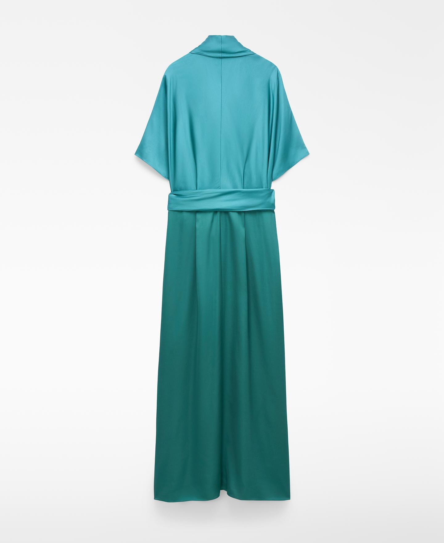 Vestido Comprido Cruzado com Fivela Esmeralda-6